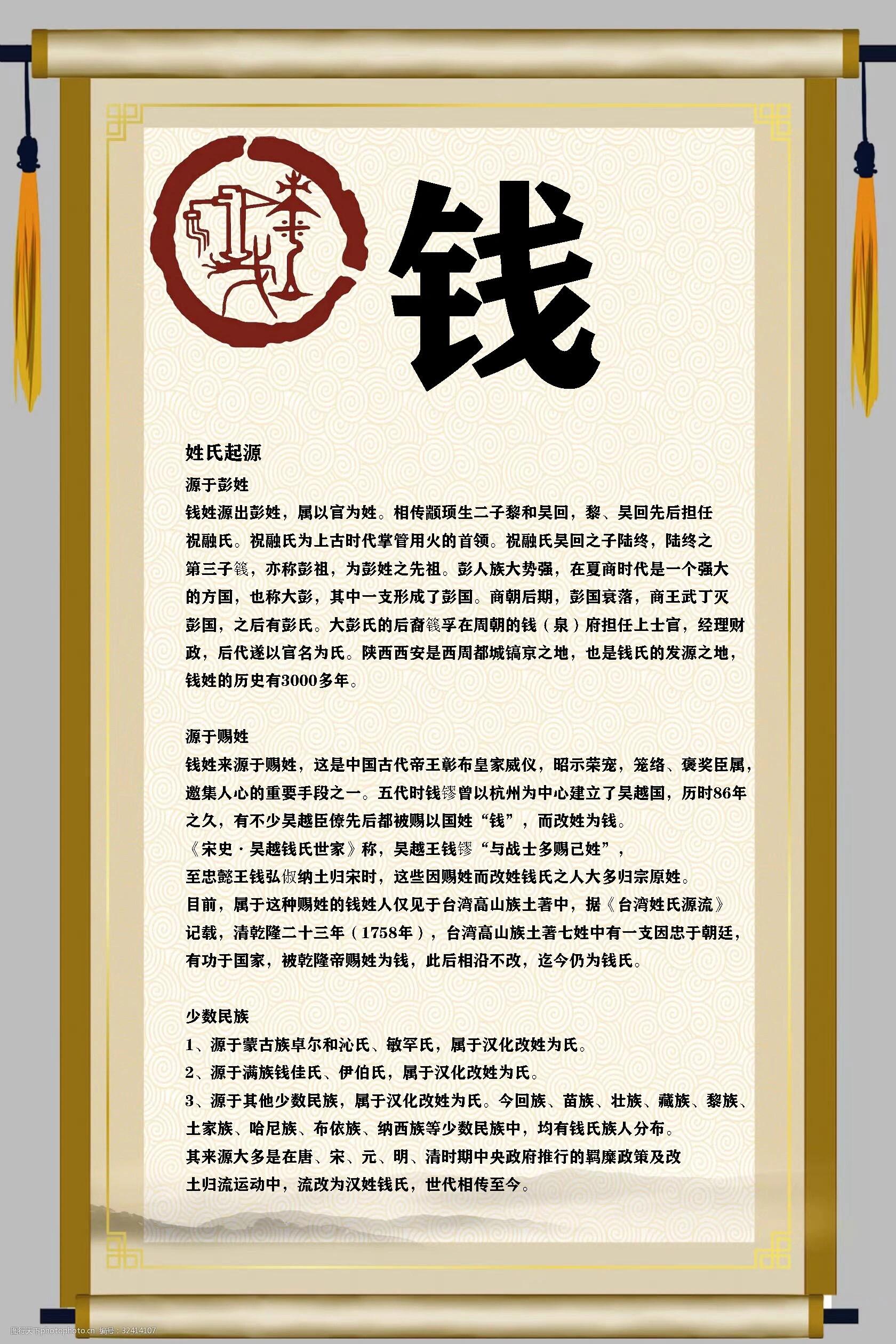 百家姓钱氏的历史和图腾