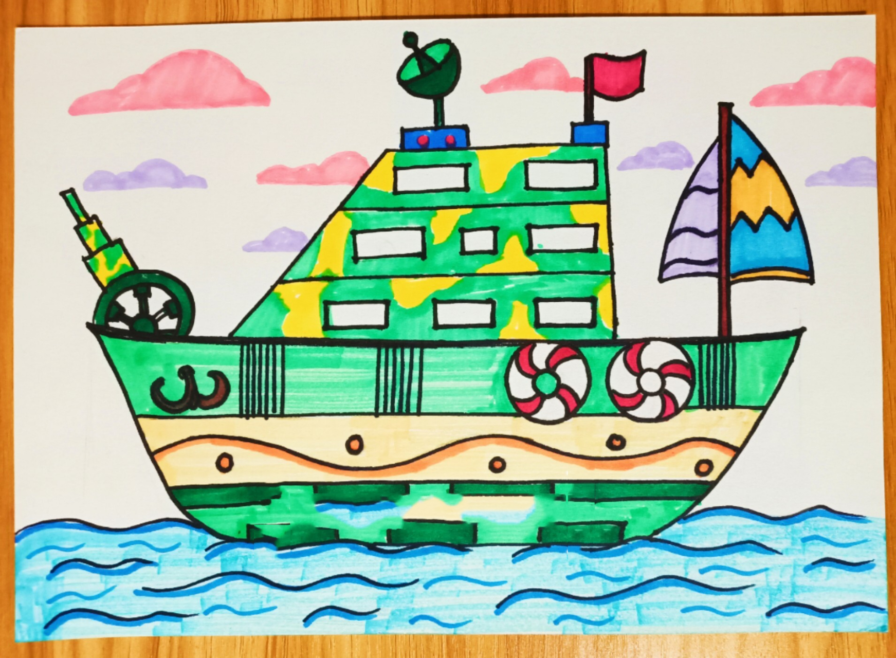 7一9岁儿童画船图片