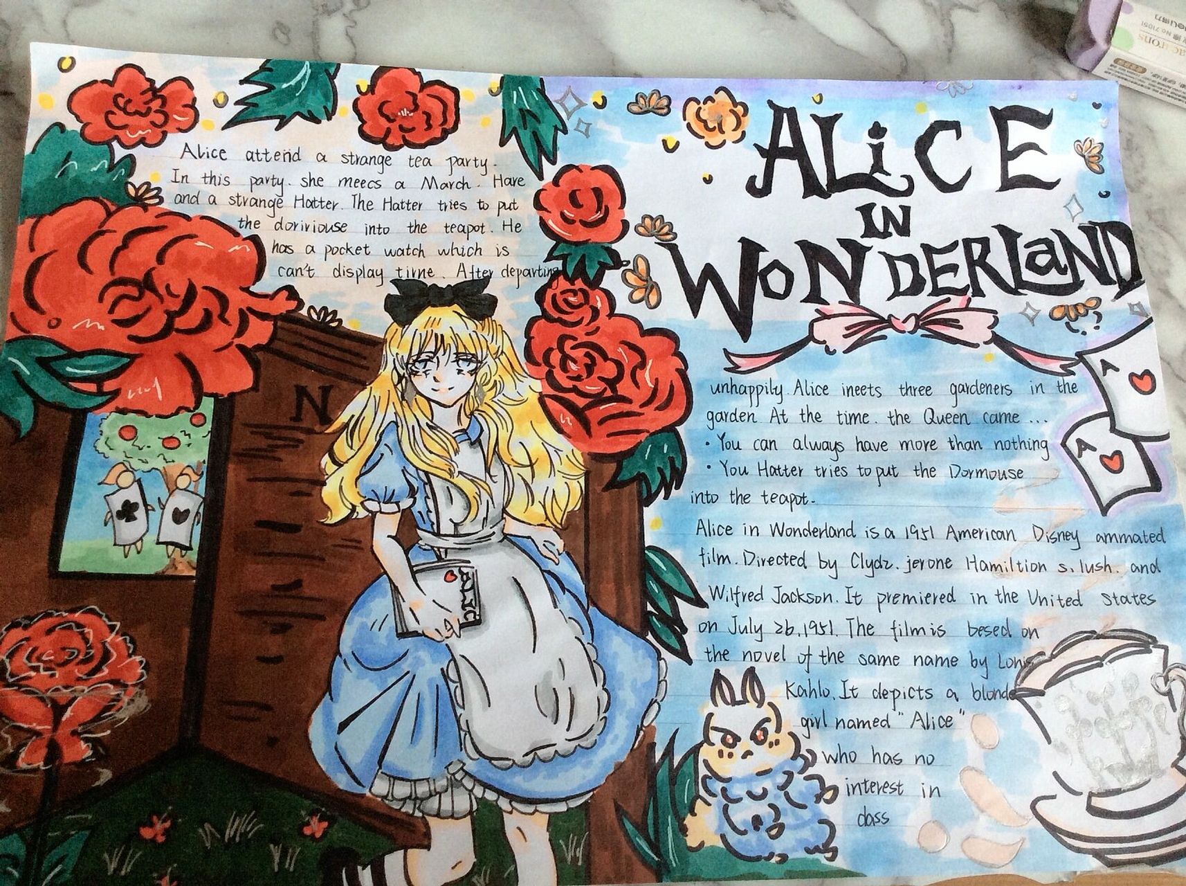 爱丽丝漫游奇境 手抄报 临摹的这位作者.晗
