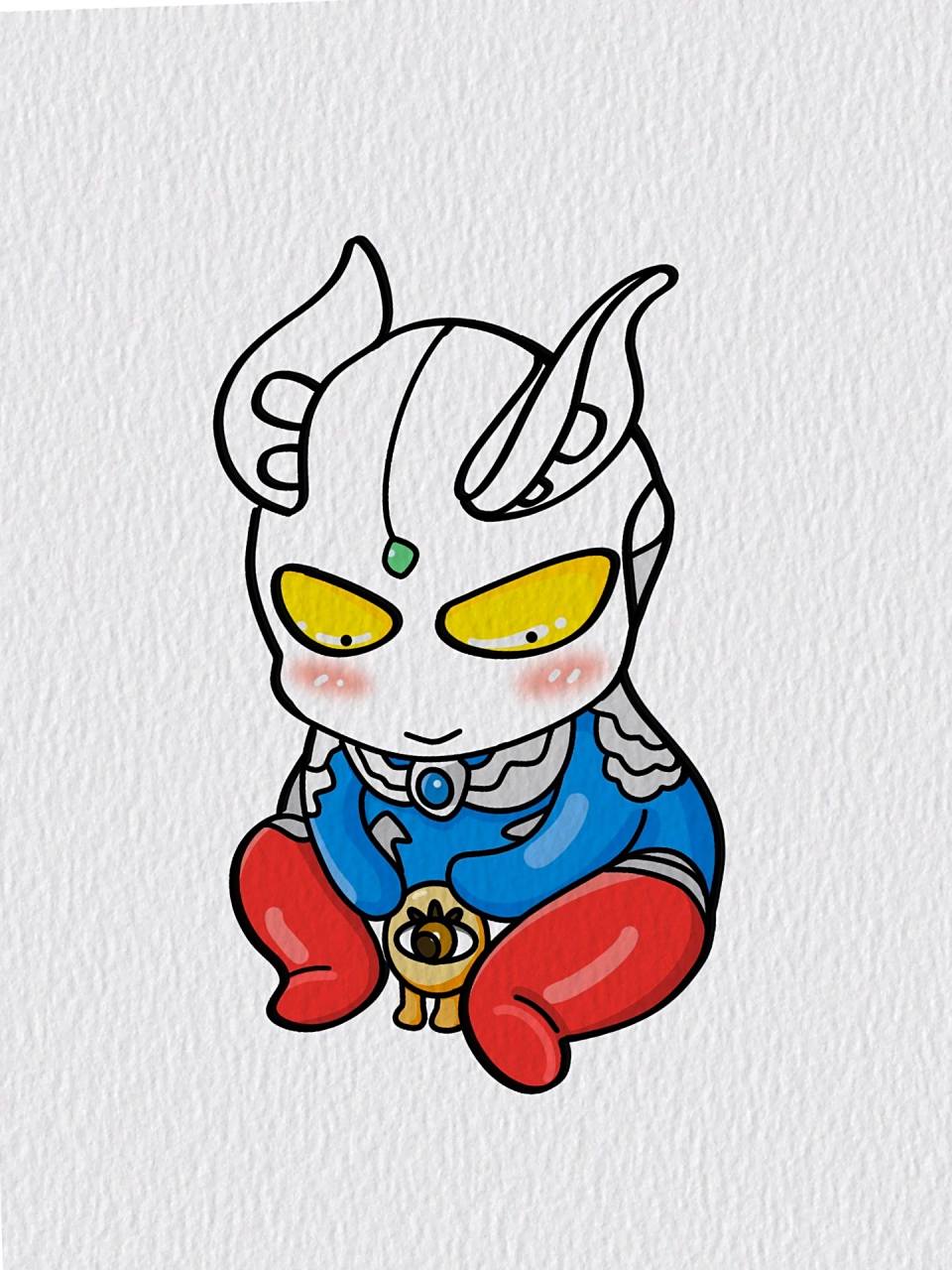 可爱q版赛罗奥特曼简笔画6015( 附画画过程          06615