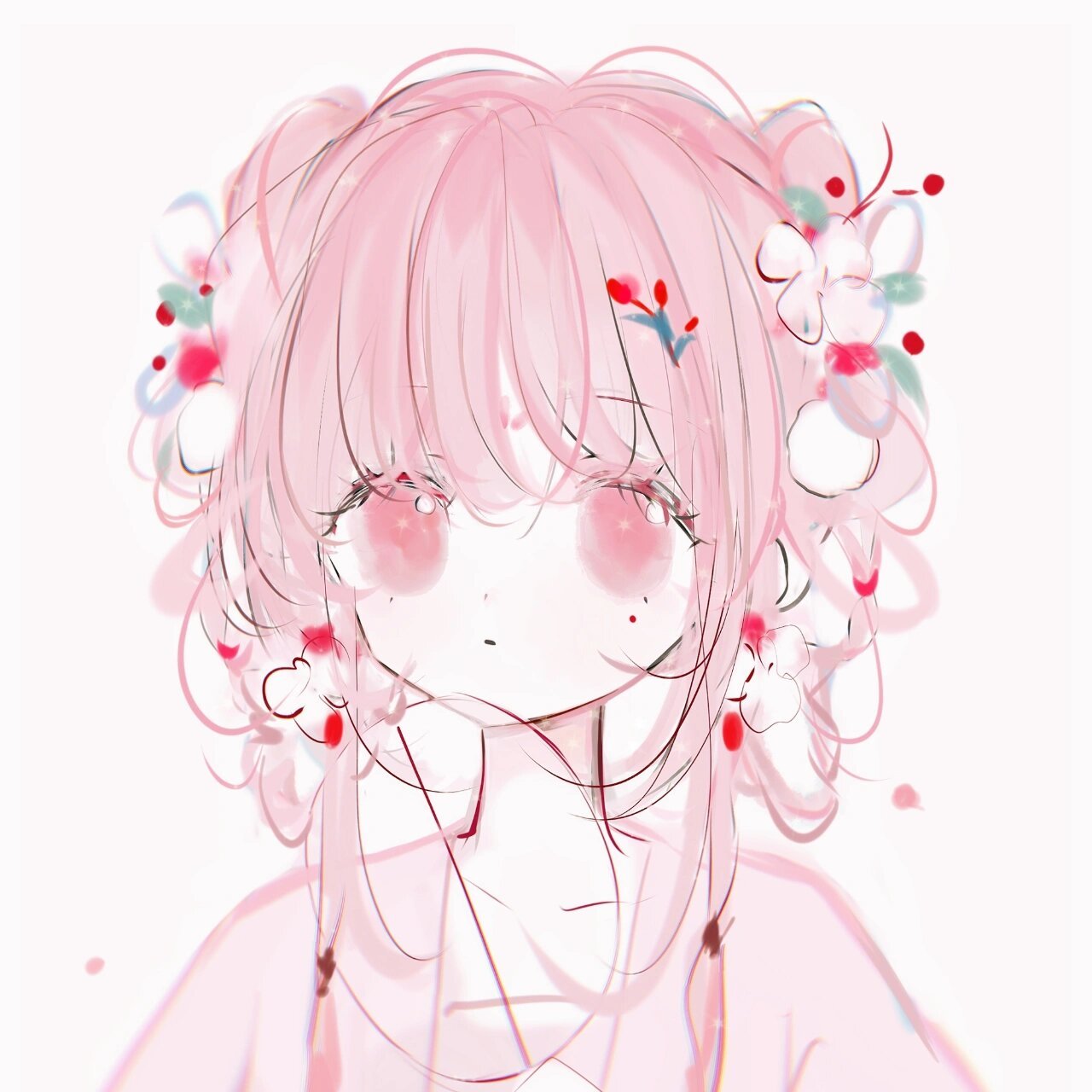 画过的一些花拟人头像 芙蓉,丁香,山椿,相思豆