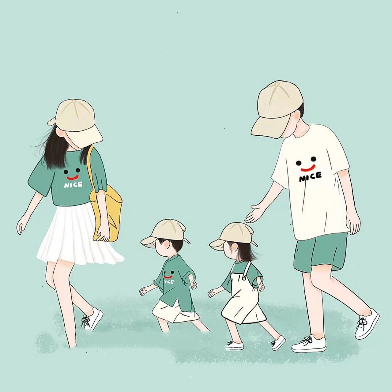 双胞胎亲子头像 一家四口亲子头像