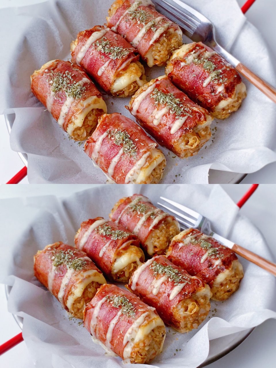 最近ins超火的07培根饭团卷,馋了好几天了,今天正好有剩的米饭,赶紧