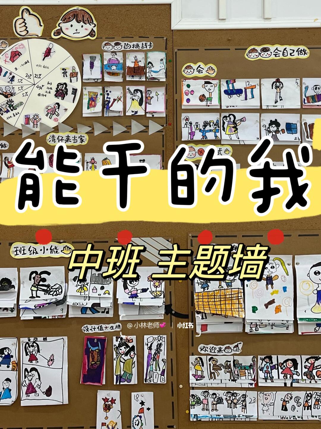 幼儿园中班主题墙 1我会自己做 2我来当家 3班级小能手