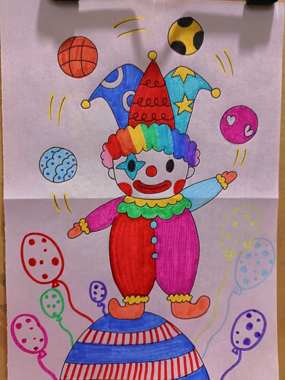小丑舞台 杂技 创意儿童画