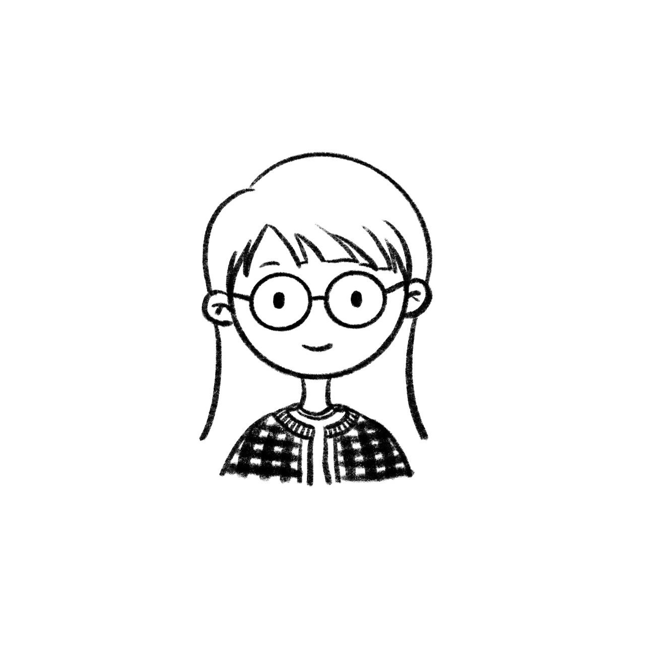 涂鸦‖黑白简笔画09无偿头像约稿 上图是没有参照随意瞎画的"戴眼镜