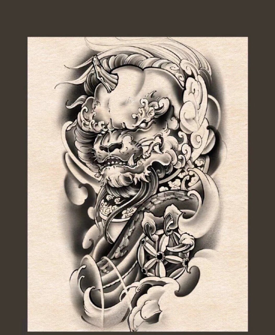 招财唐狮纹身手稿  物美价廉终身免费维护