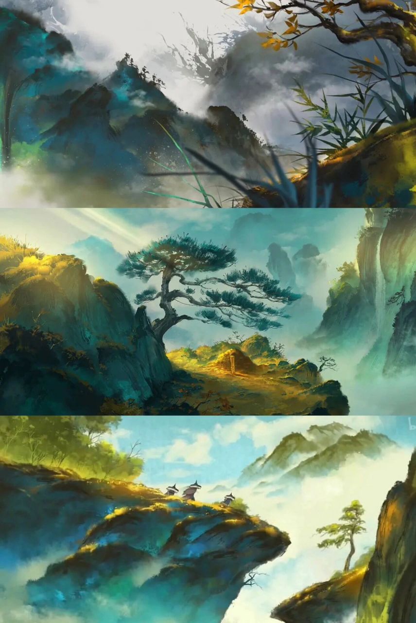 雾山五行随手一截就是壁纸 太美了,水墨国风,视觉盛宴啊,这色彩这构图