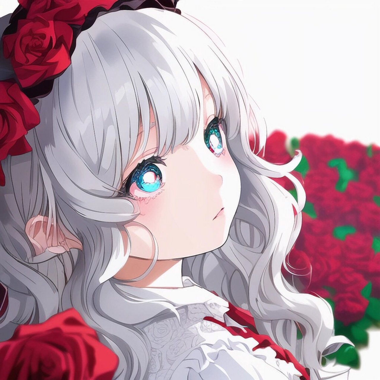 12』头像|玫瑰,白发蓝眸萝莉系列99 使用ai绘画达成头像自由|计划