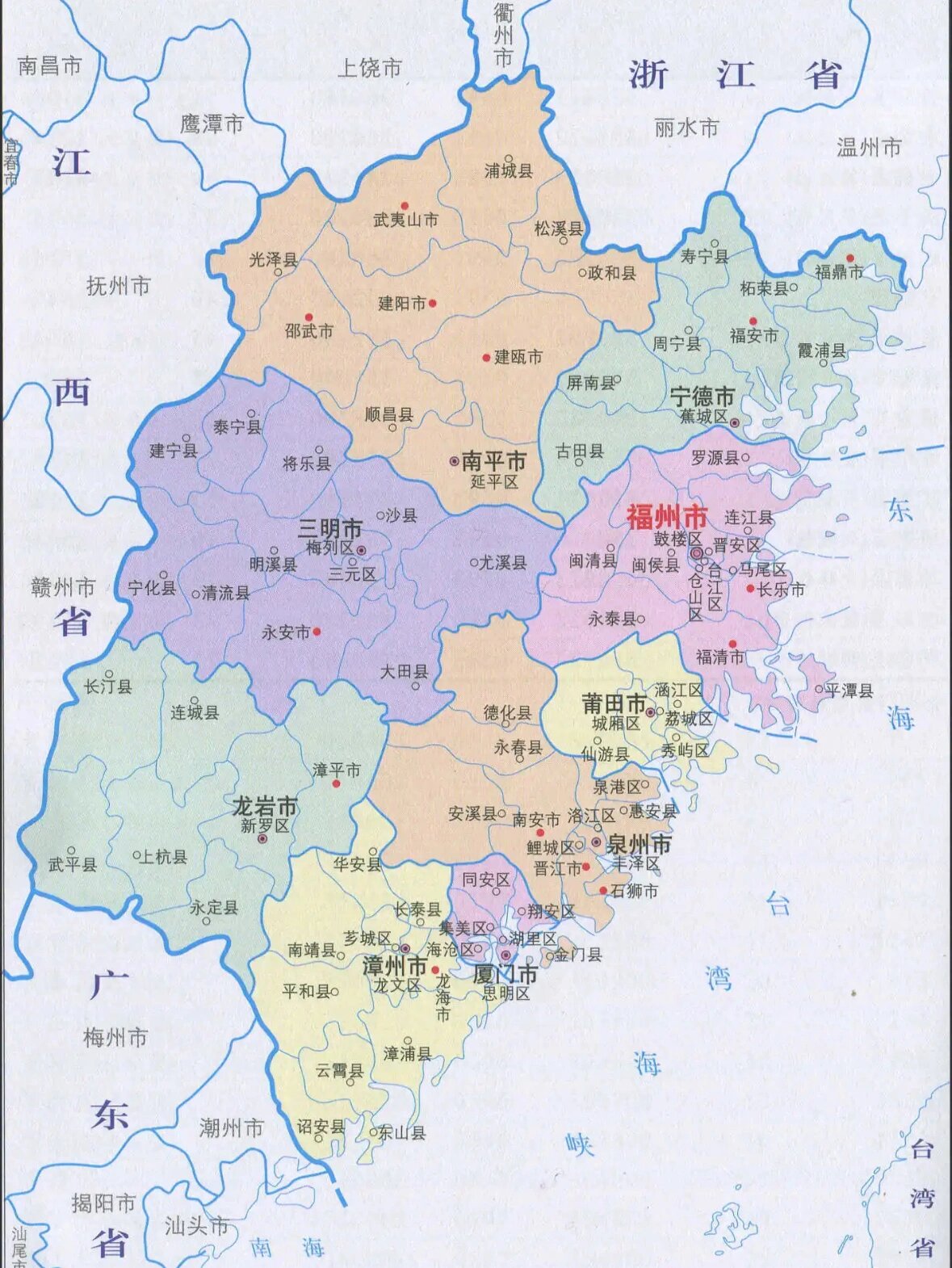 31省市自治区政区图(二十三):福建省