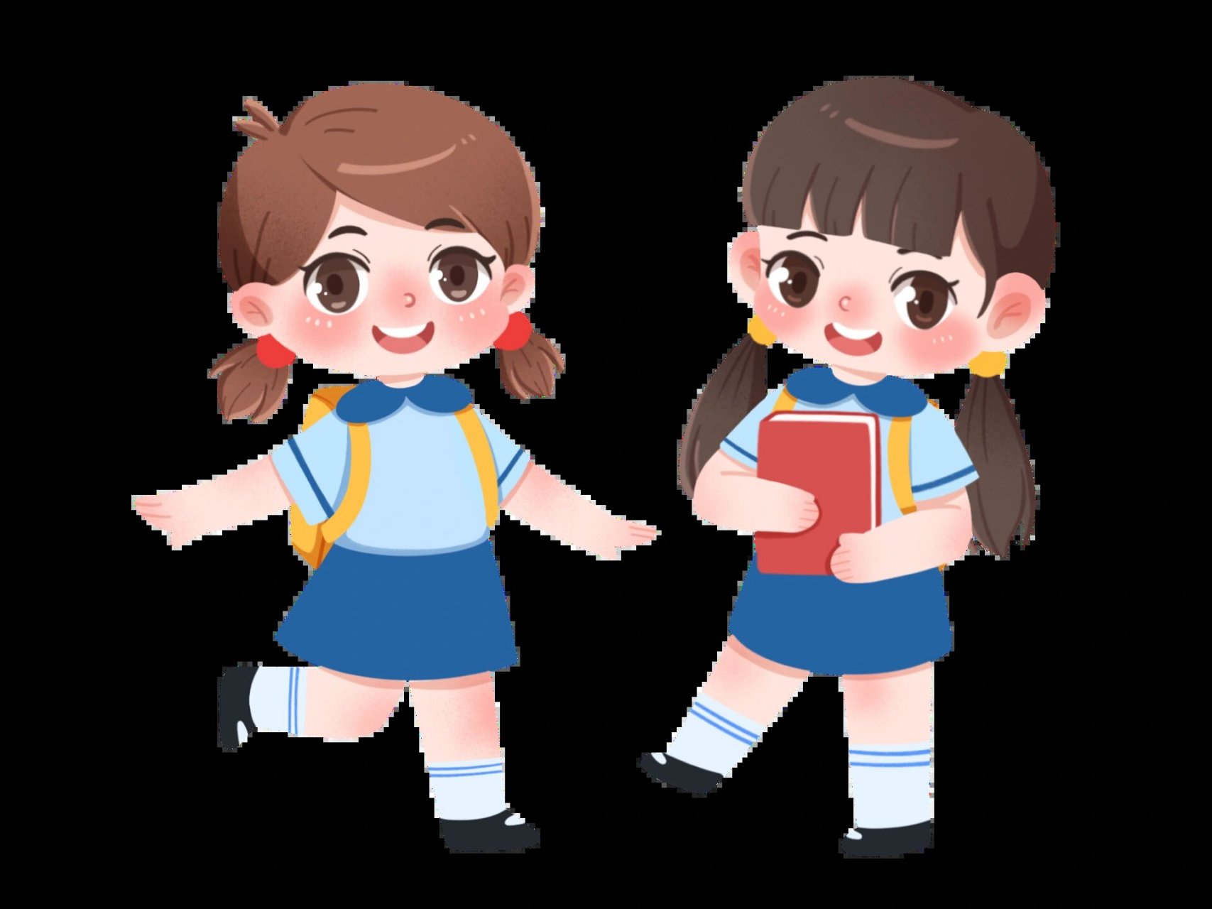 学生卡通人物素材【免抠】99 99今日分享 93彩色卡通手绘人物