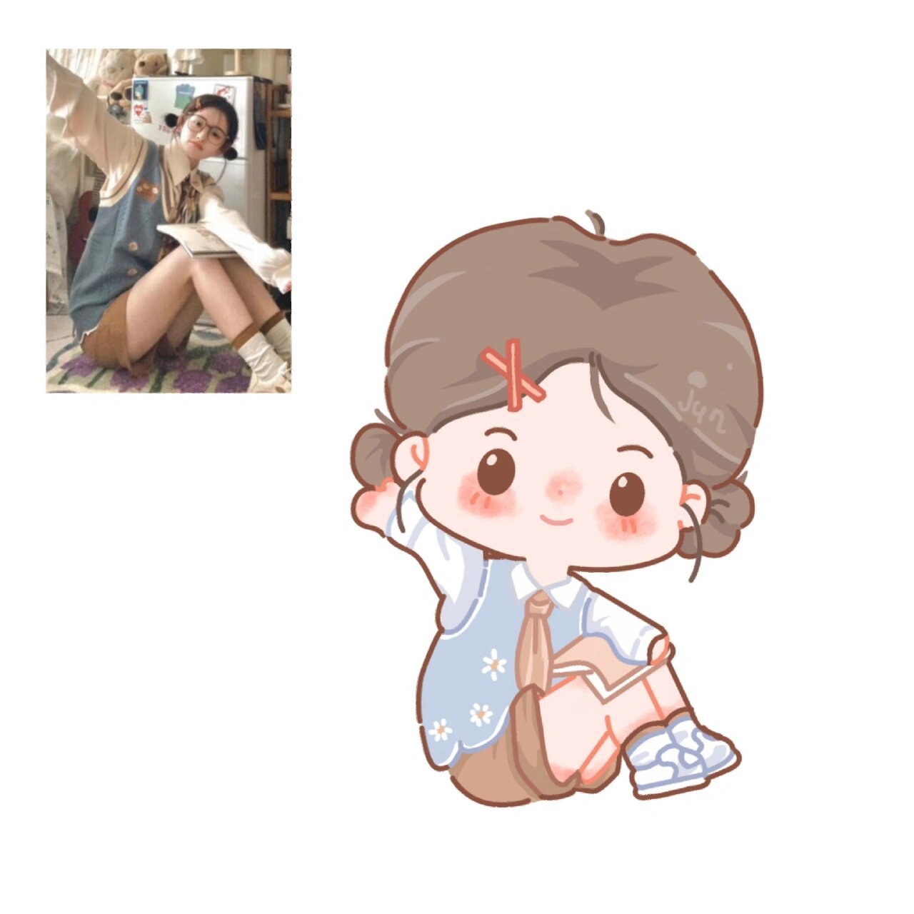 坐姿q版小女孩分享 可爱坐姿小女生画画