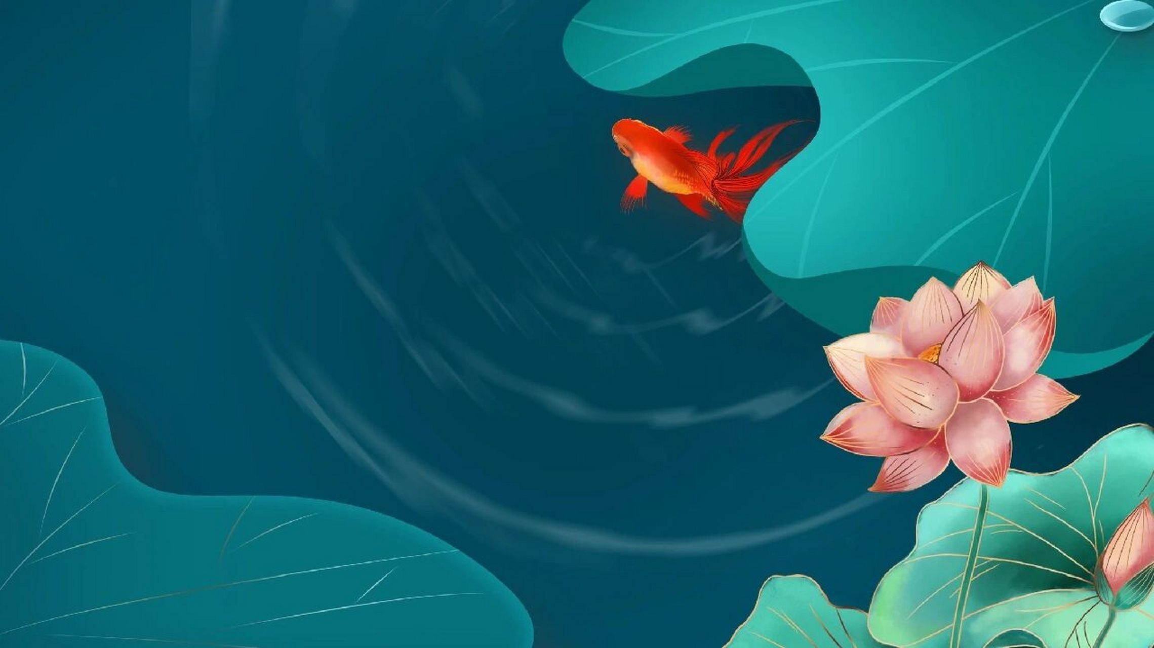 国潮风夏日荷花横屏展板|手绘插画背景图 90哈喽,各位宝子晚上好