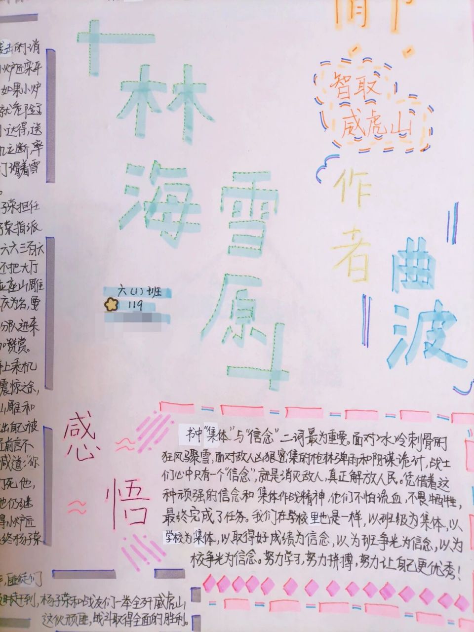 《林海雪原》手抄报 不好意思啊,小们 照片里面参杂了初稿和改版后的