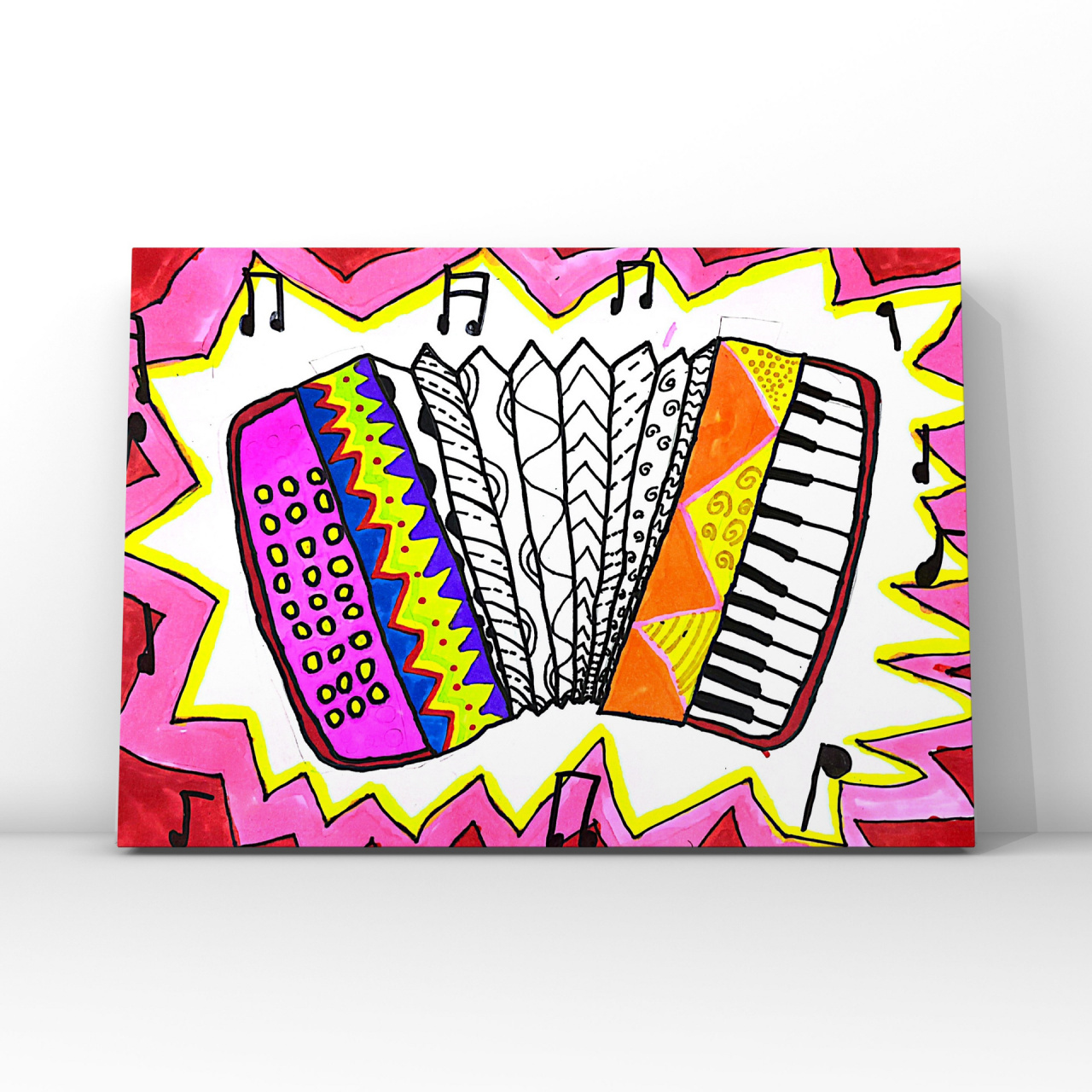 《美妙的手风琴》儿童画 创意美术 适合年龄::5～7岁