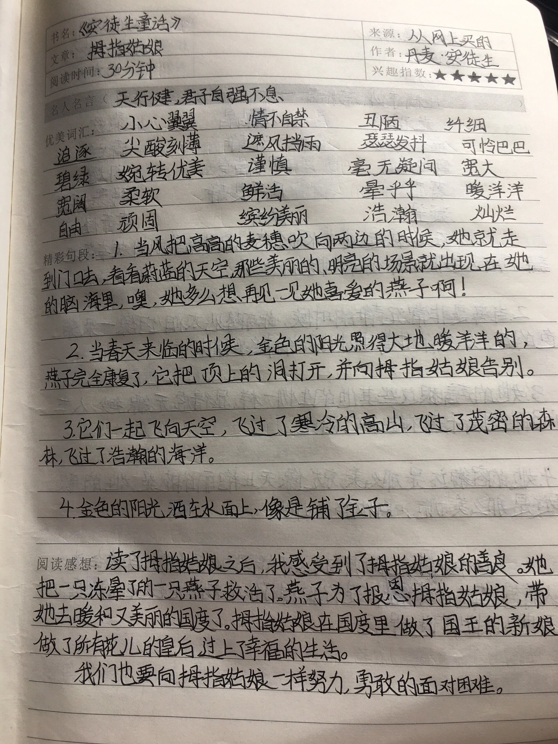 读书笔记100字下册图片