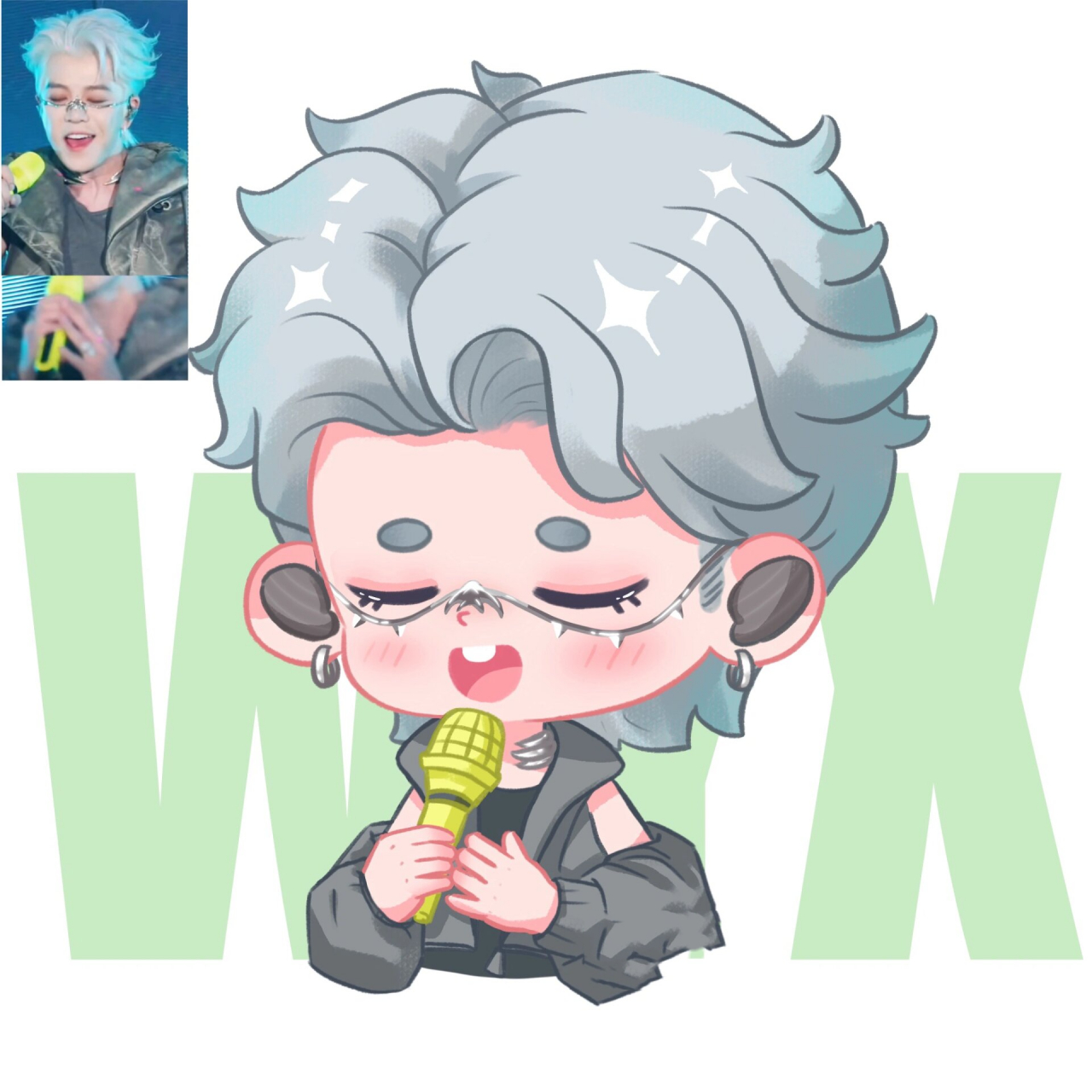 白毛糊糊 王栎鑫q版头像 糊糊这个造型真的让人眼前一亮哇!