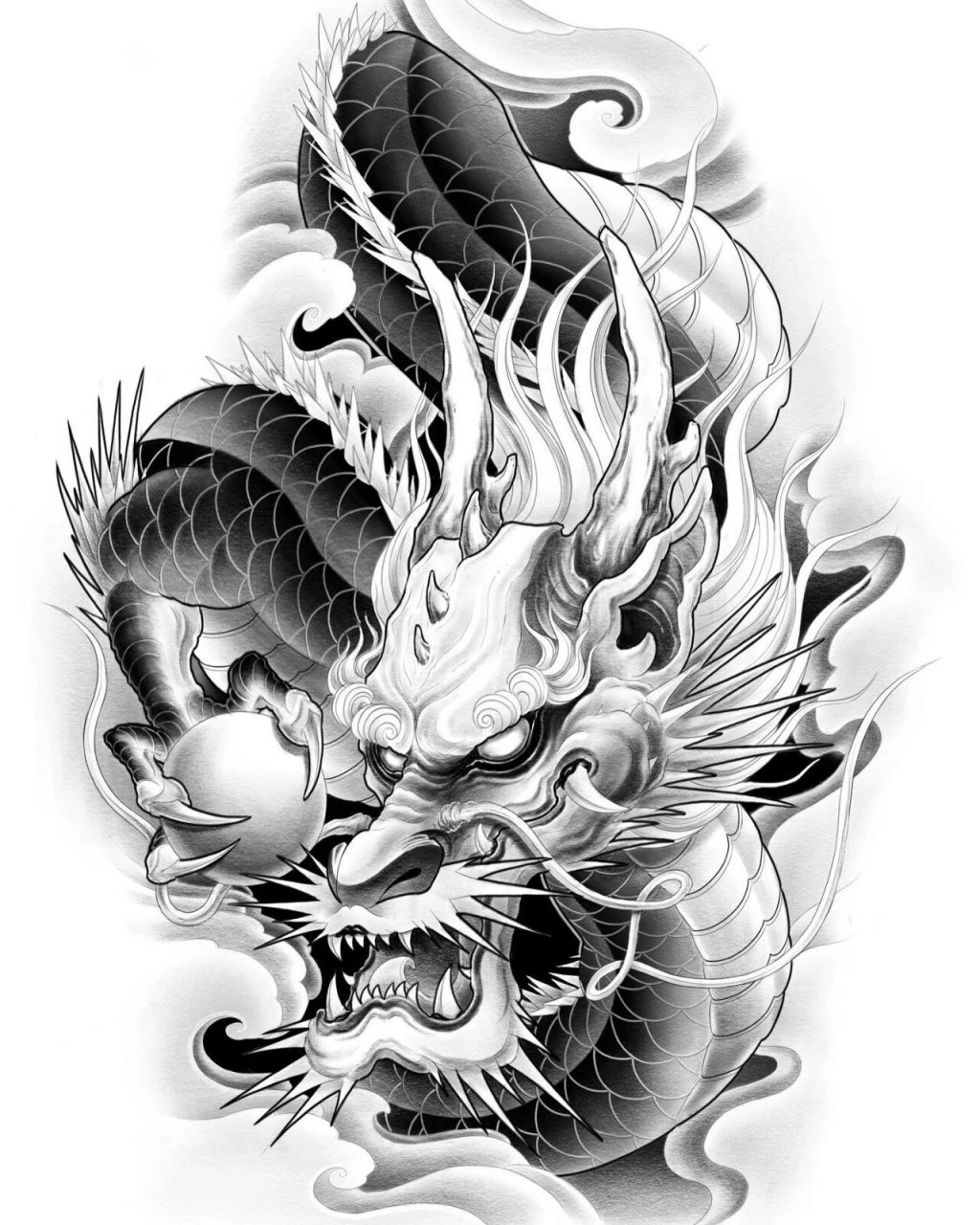 大臂龙纹身手稿         龙纹身