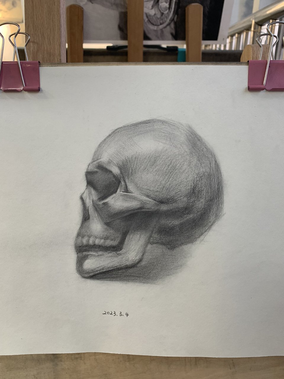 素描|骷髅头侧面92 最后一个骷髅头 昨天画的忘发啦