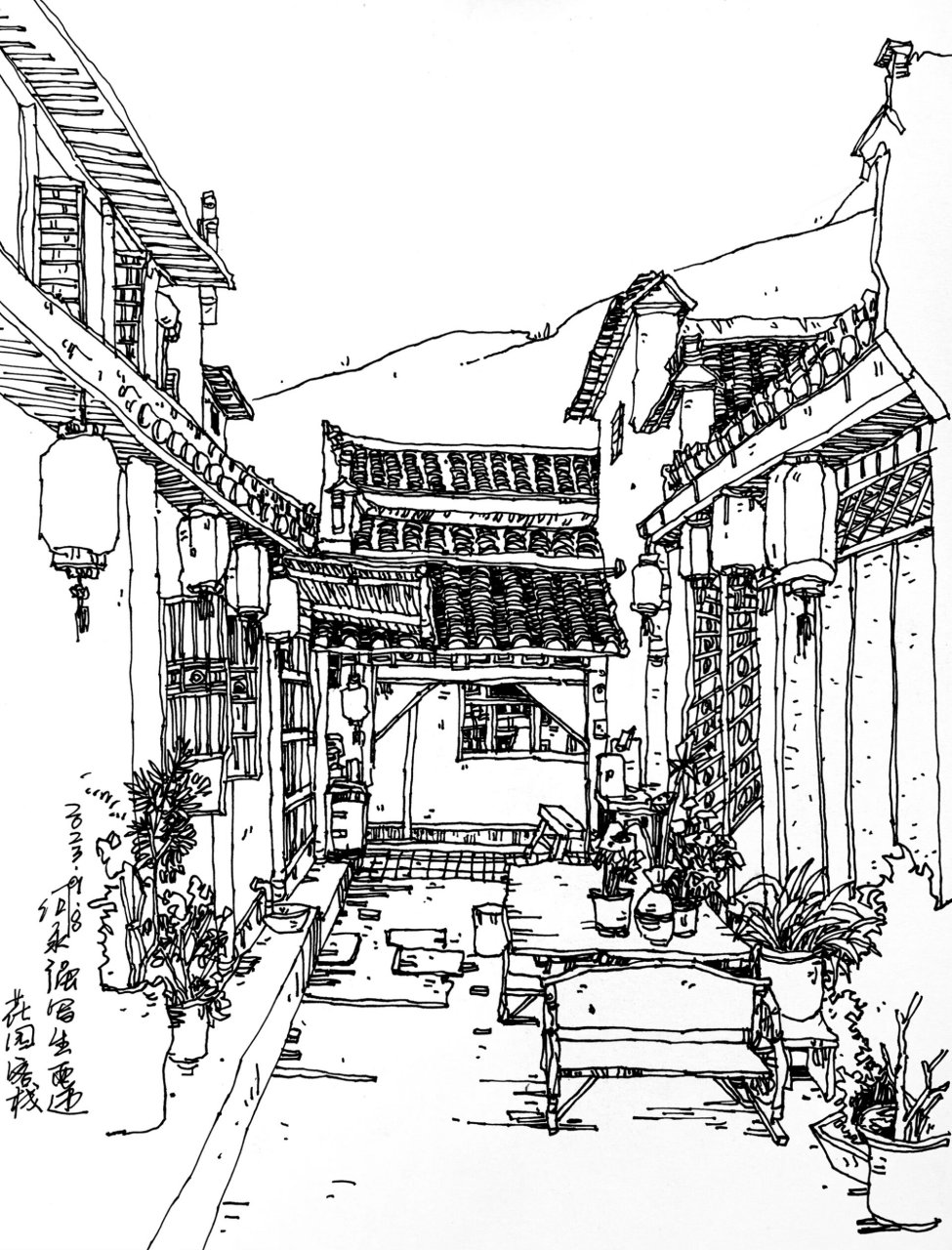 安徽西递宏村写生 | 风景速写 | 古建筑群 分享三组西递写生作品,风景