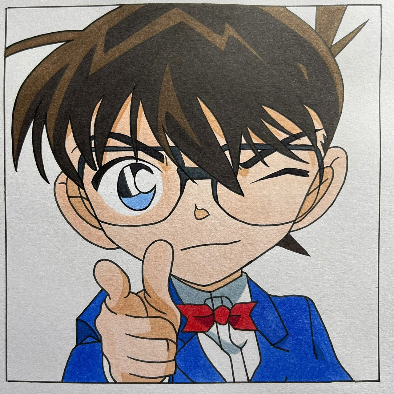 手绘|名侦探柯南 尺寸:    12*12cm 纸:        柏伦斯荷兰白卡纸250g