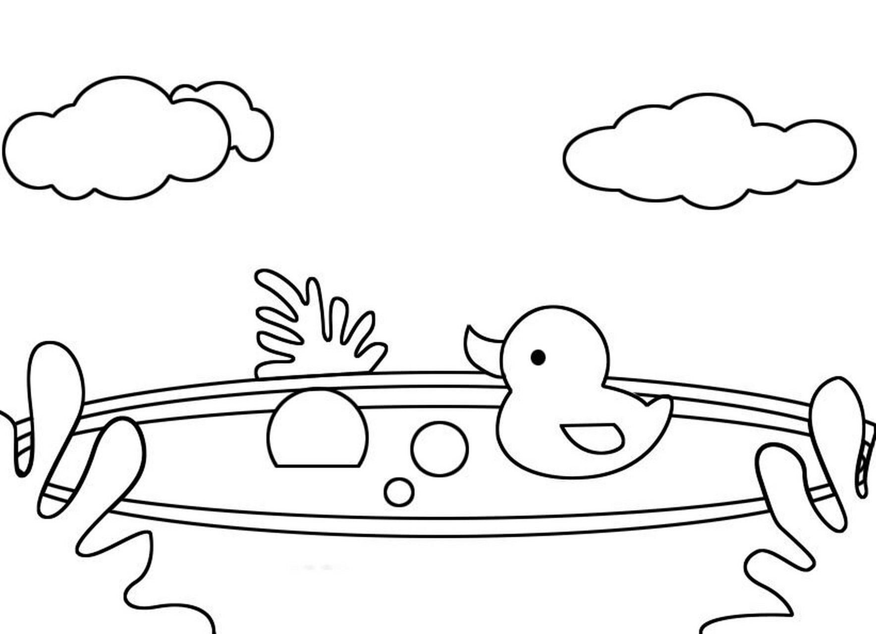 鸭群戏水简笔画图片