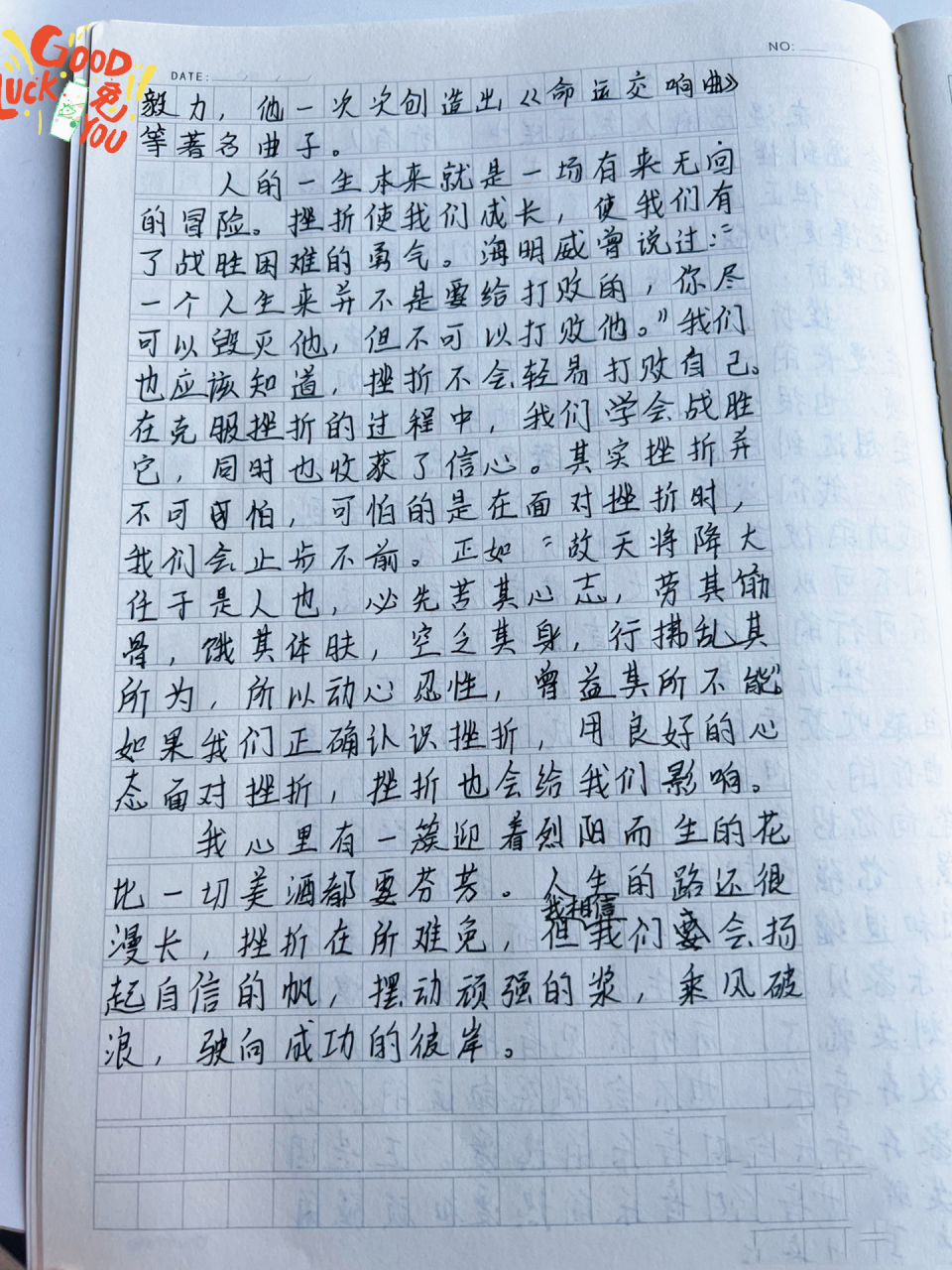 今天更新的是手写挫折作文.