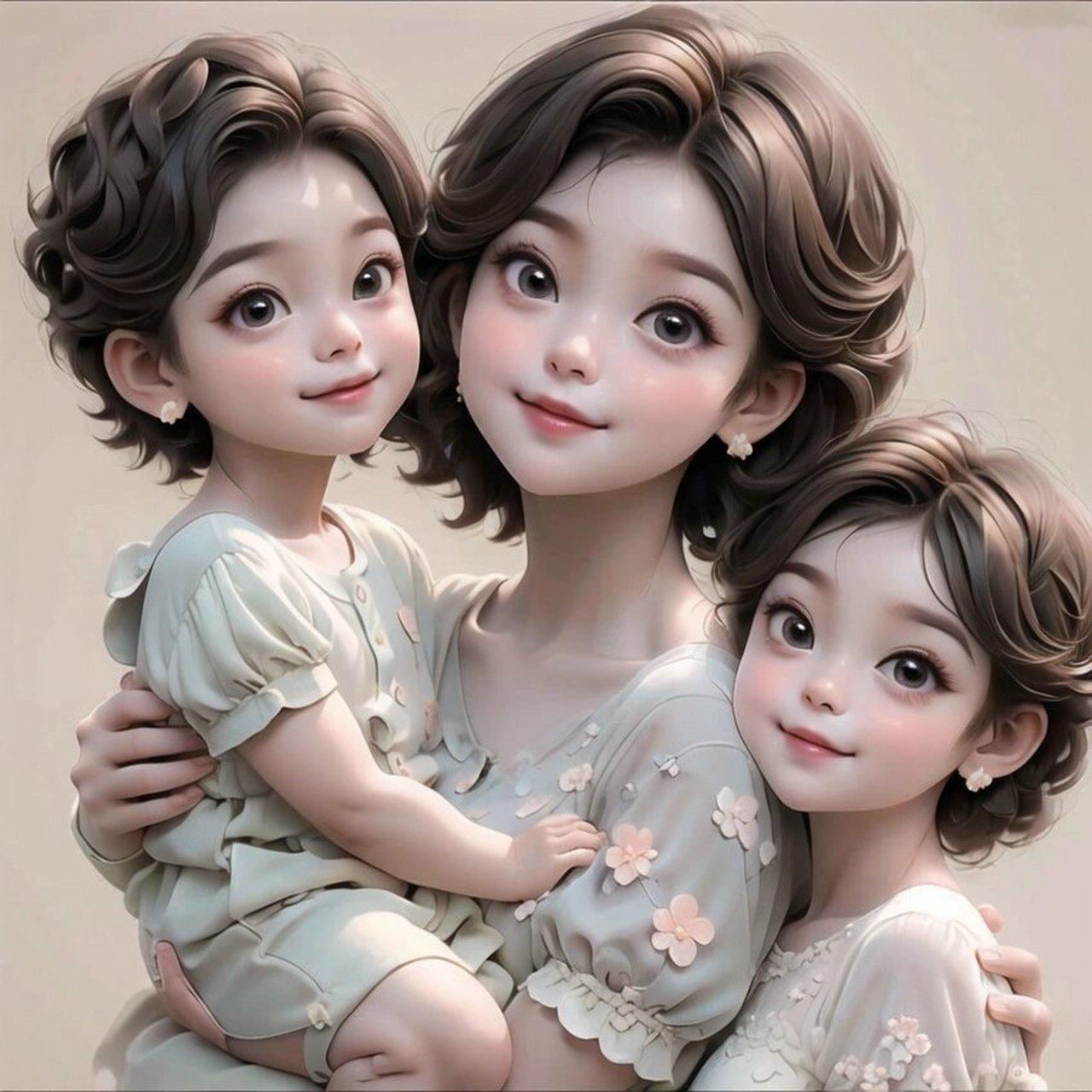 妈妈和两个女儿的头像图片