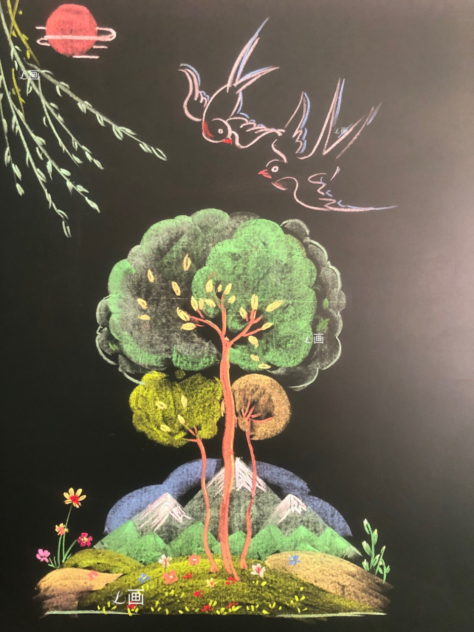 粉笔画一黑板报 植树节         	  原创不易,禁止搬运,临摹9315