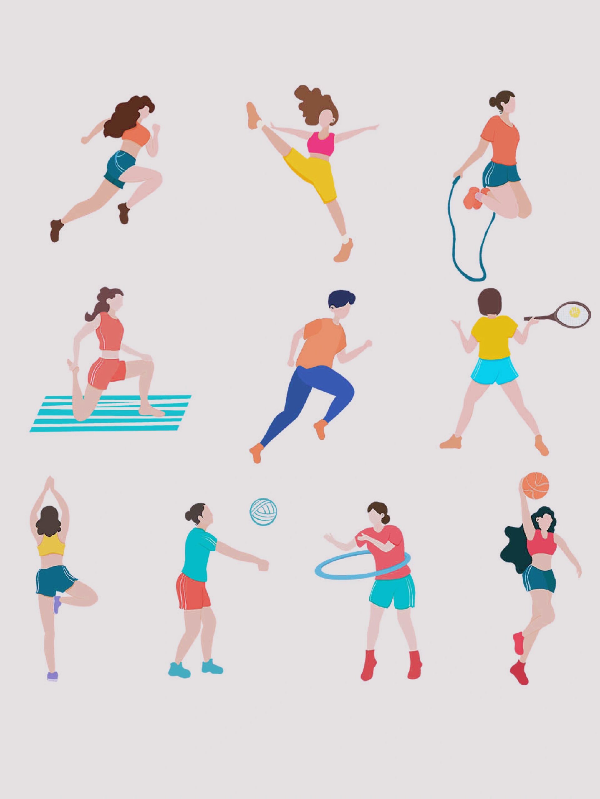 运动的孩子卡通免扣素材