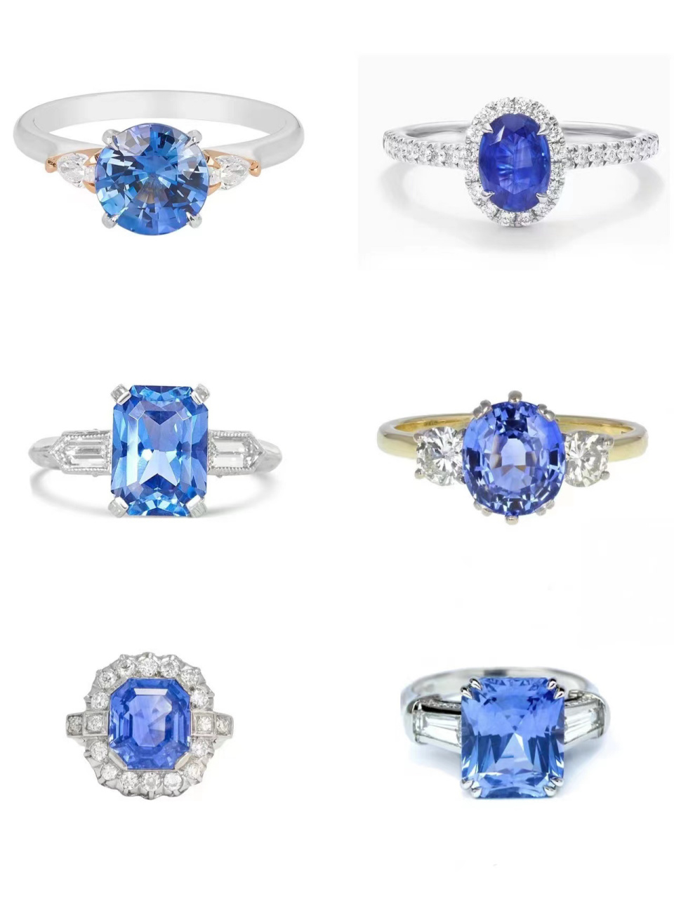 蓝宝石戒指款式欣赏 97高贵而优雅 低调也奢华 款式有欧美风 ins风