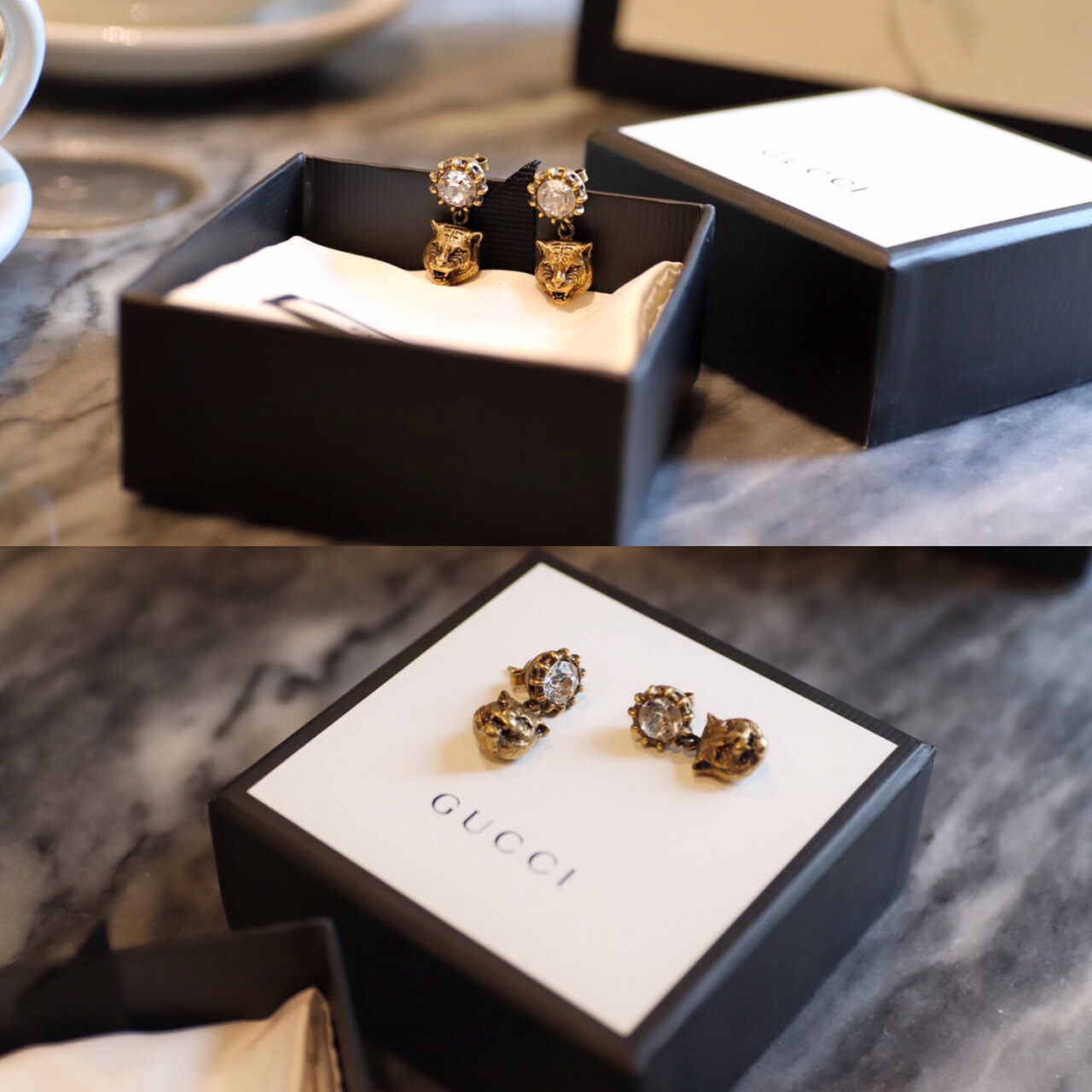 愚人节戴它出门【今日配饰| gucci虎头水晶耳环】 vintage复古大牌风