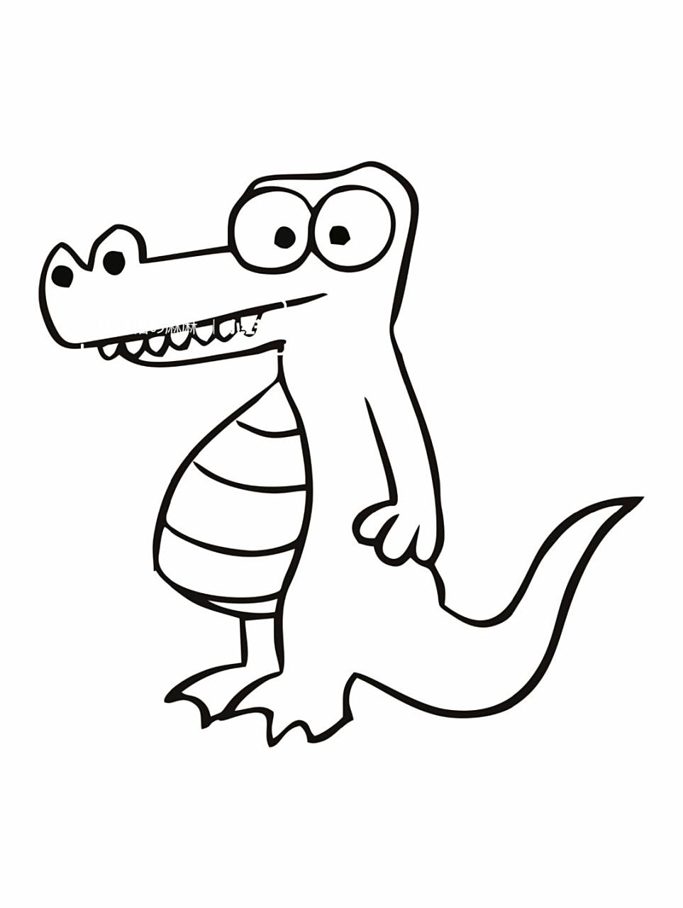 鳄鱼简笔画,直接打印涂色素材 鳄鱼是一种变温动物,卵生动物.