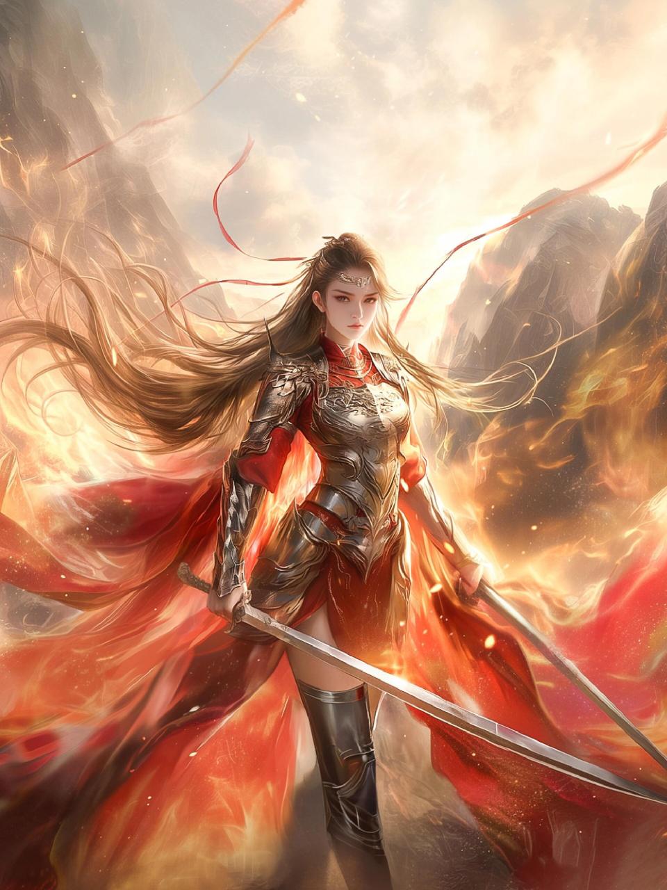 英姿飒爽的古风女孩子壁纸美图来了 夏日滤镜 #古风美图# #midjourney