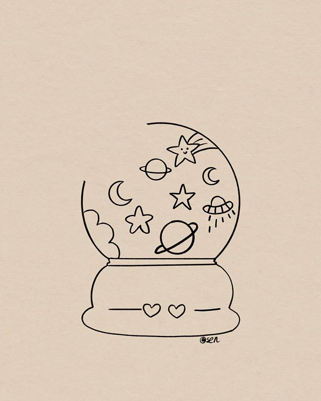 水晶球简笔画|附过程 临摹