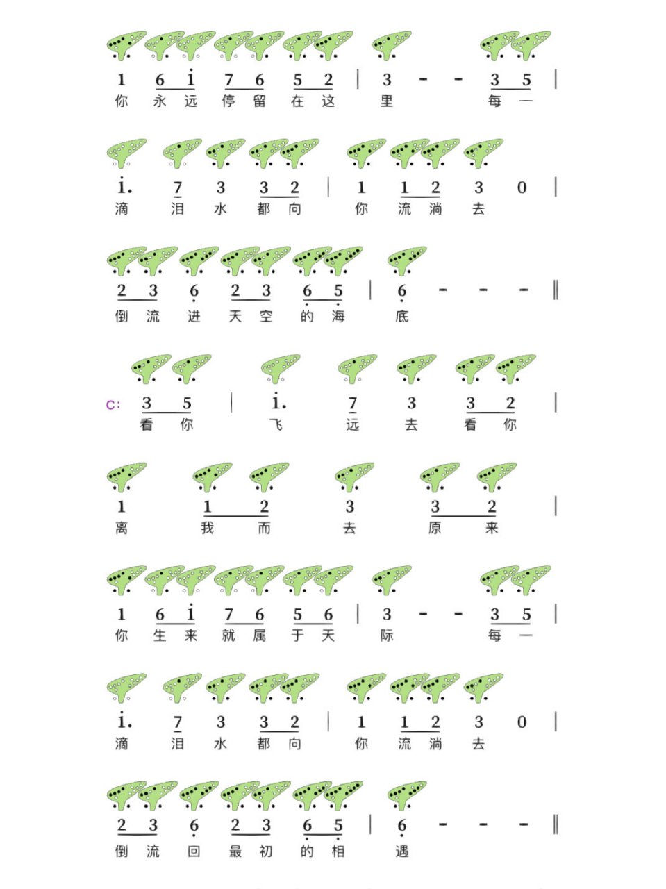 「大鱼」12孔陶笛简谱分享