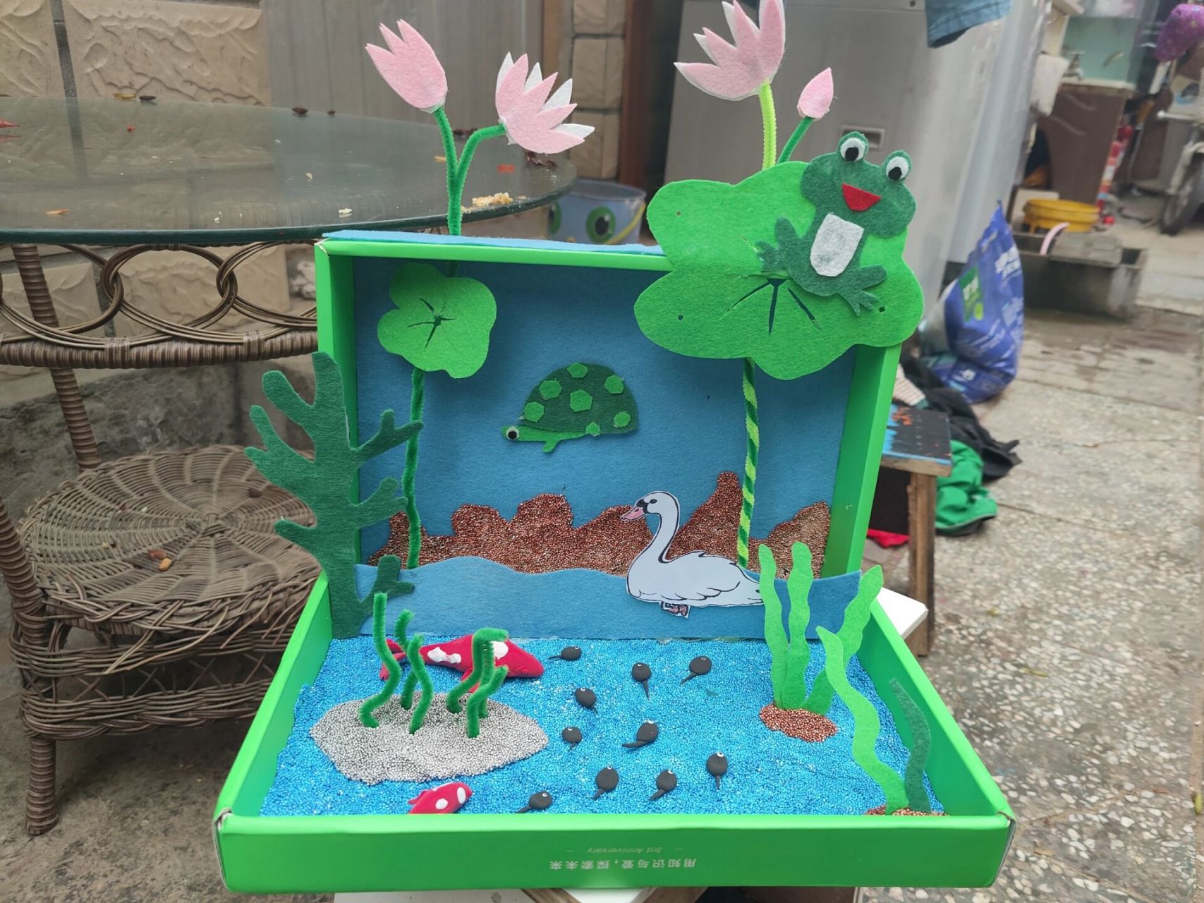 故事盒子   翻到相册里之前做的故事盒子,图一二是《小兔子乖乖》图三