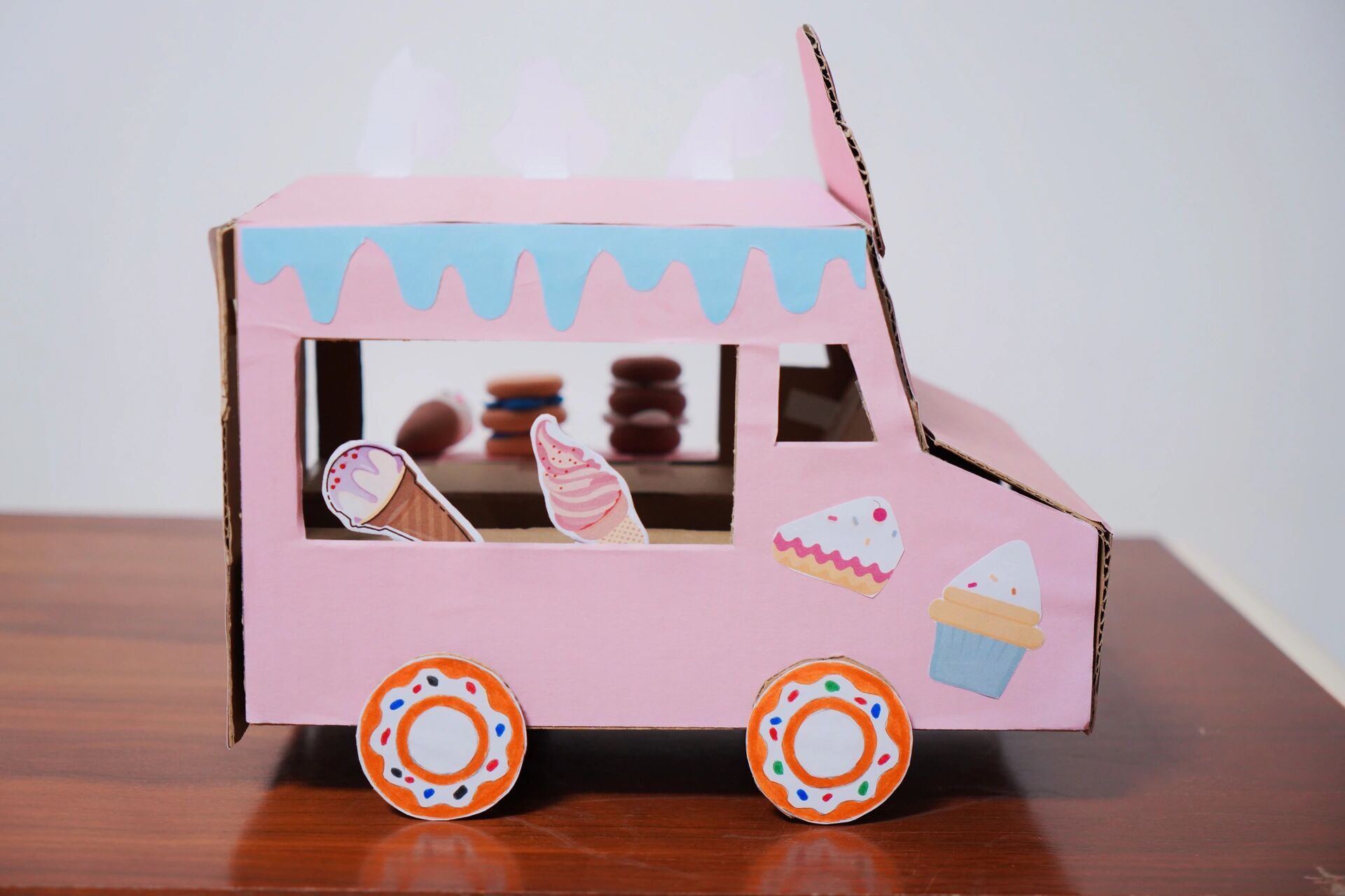 90亲子手工diy | 93自制冰淇淋甜品车幼儿园 幼儿园《小小汽车》