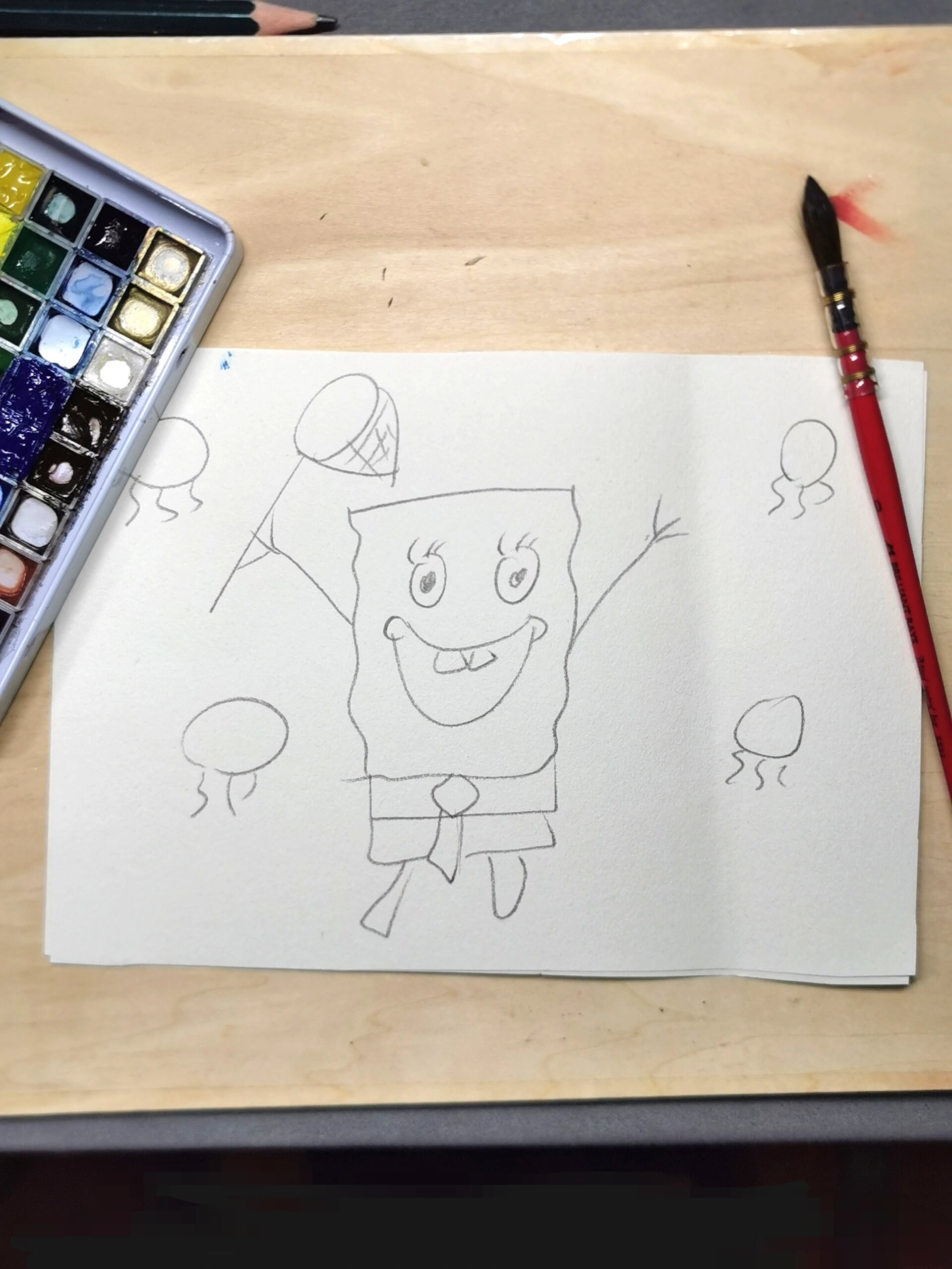 海绵宝宝!水彩画