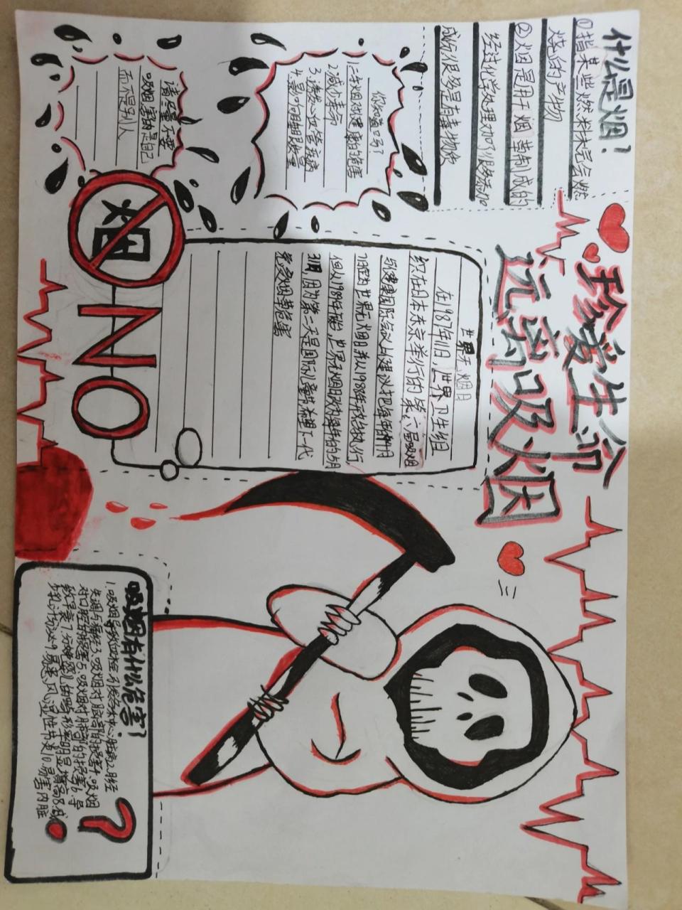 禁止吸烟手抄报   禁止吸烟手抄报,画了好久终于搞定!