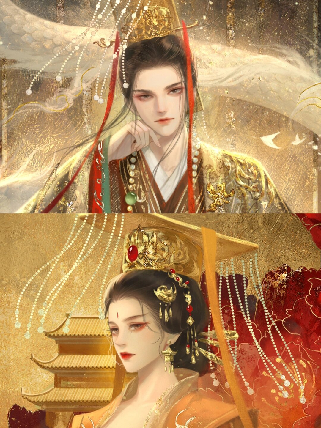 画了两个最特别的帝王 截成了头像