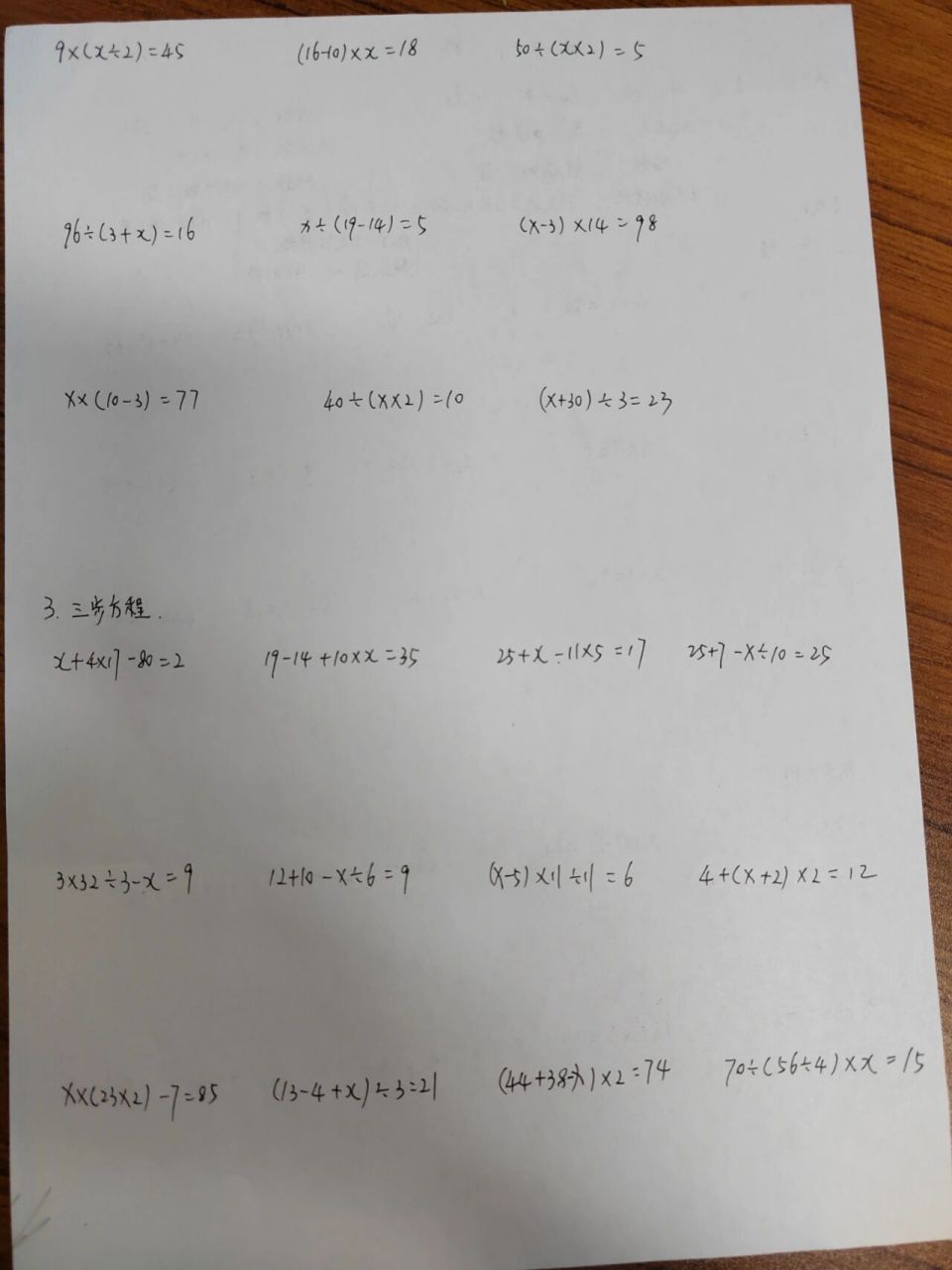 五年级简易方程专项练习 今天整理的五年级简易方程的内容,可作为简易
