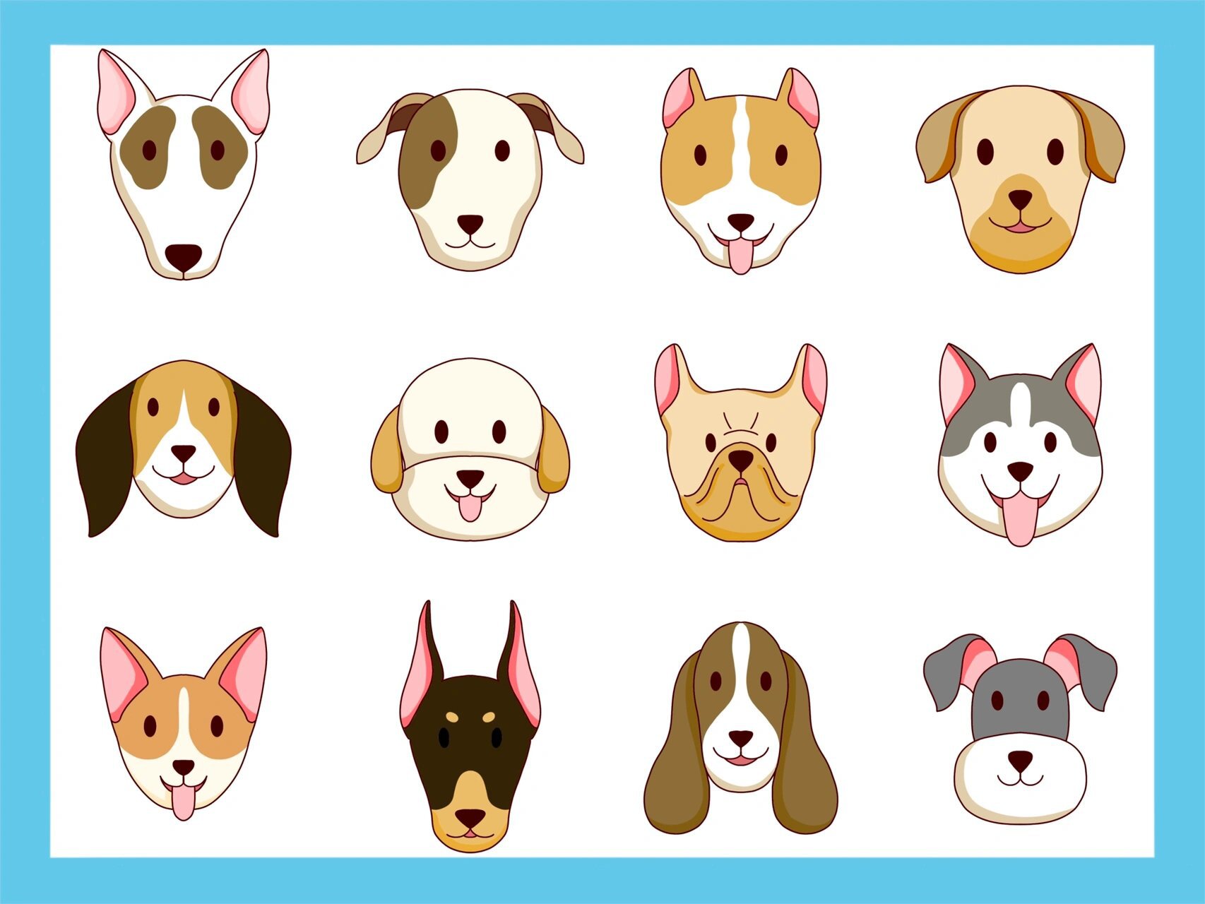 47.狗狗头像简笔画【绘画过程】