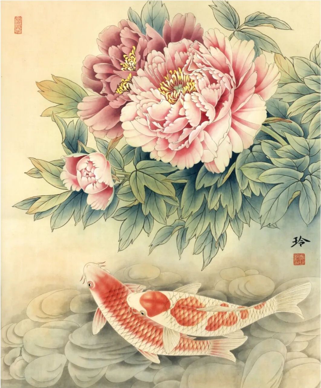 工笔绘制步骤分享《双锦比翼》 郑玲玲《双锦比翼》绘制步骤