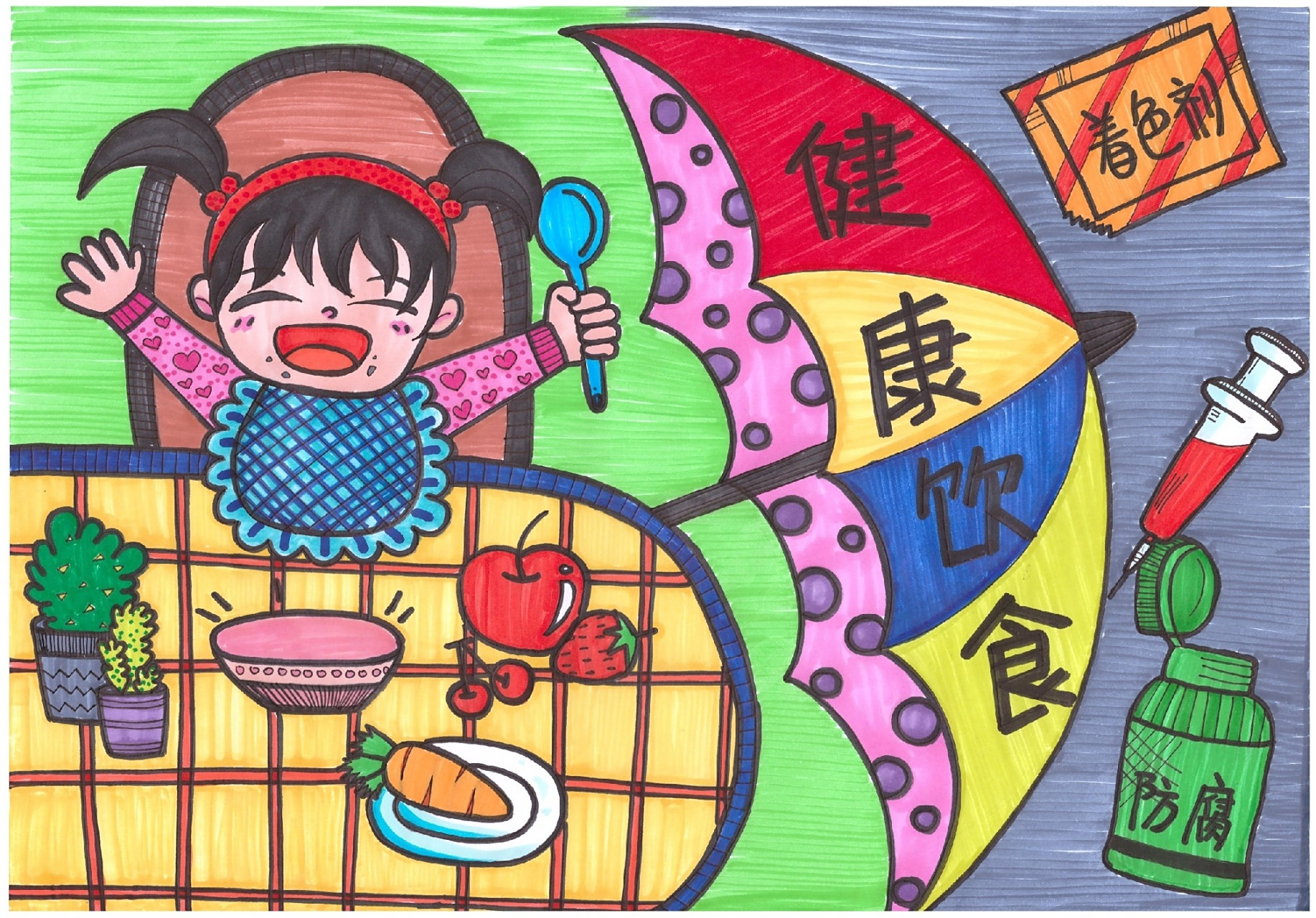 【儿童画2】关爱食品安全,禁止餐饮浪费 【儿童画2】 关爱食品安全