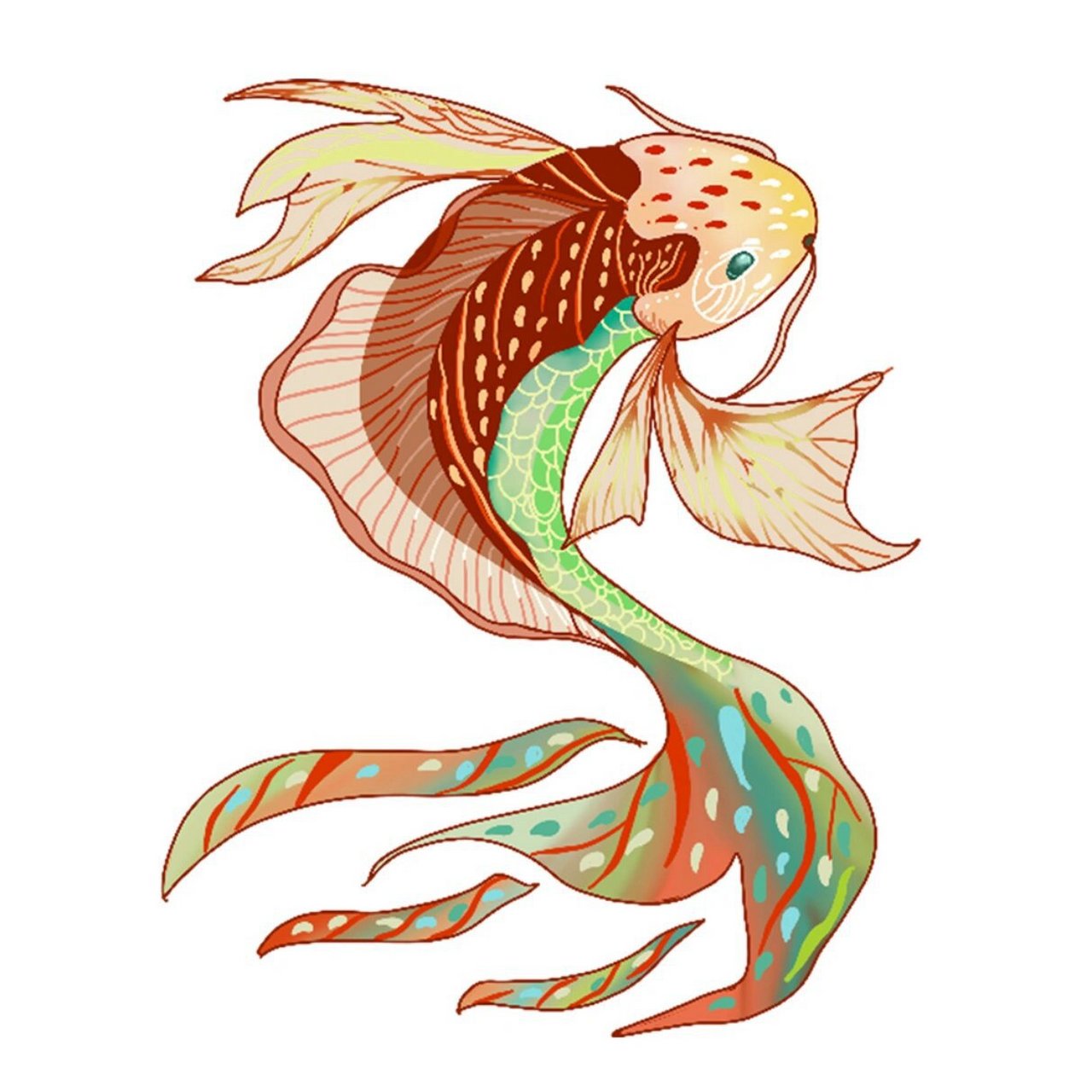 免抠素材‖绘画‖各类锦鲤手绘合集分享 今日打卡97转发锦鲤05