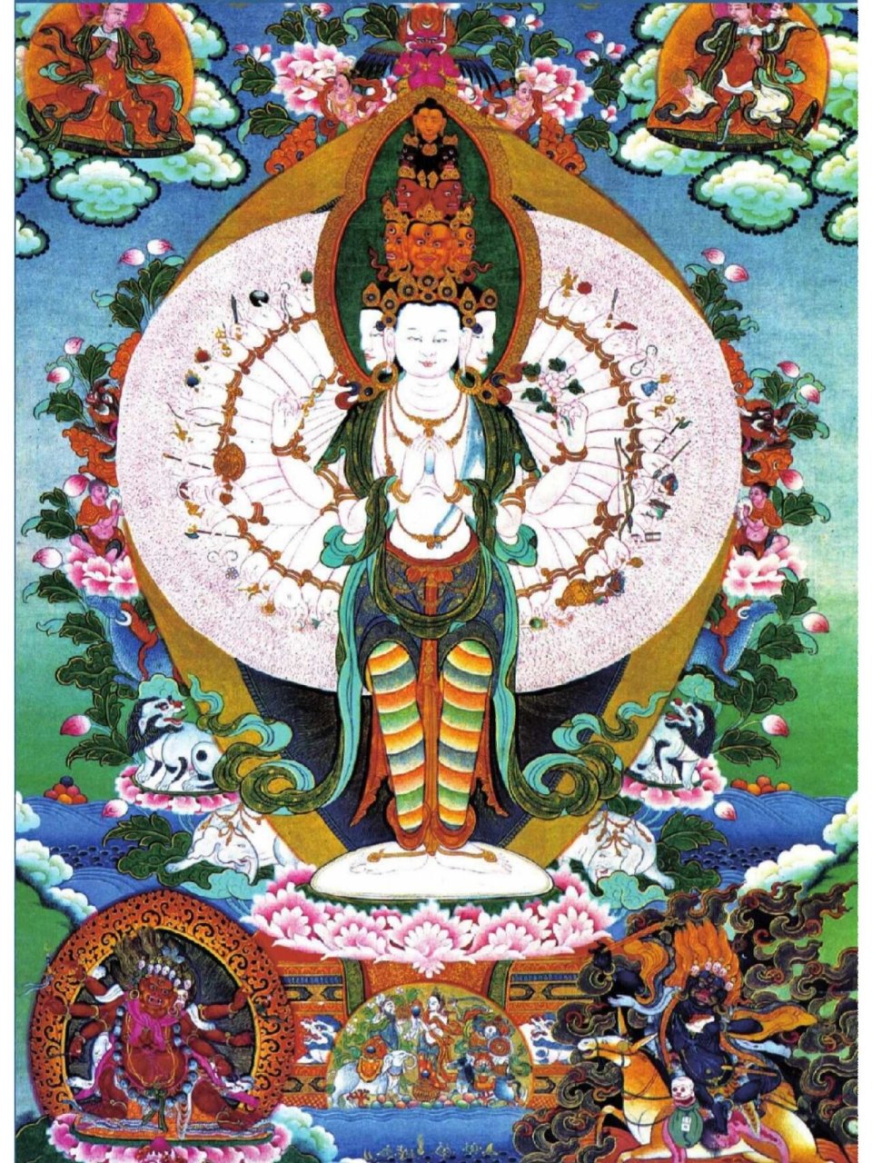 唐卡每日一学(千手千眼观音像) 千手千眼观音像清代千手千眼观世音