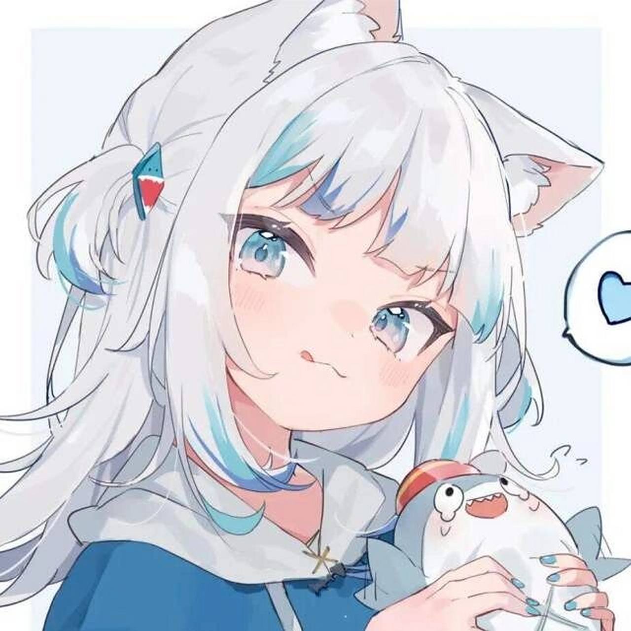 可爱的鲨鱼女孩头像7815 gawr gura动漫头像,萌到心里去了