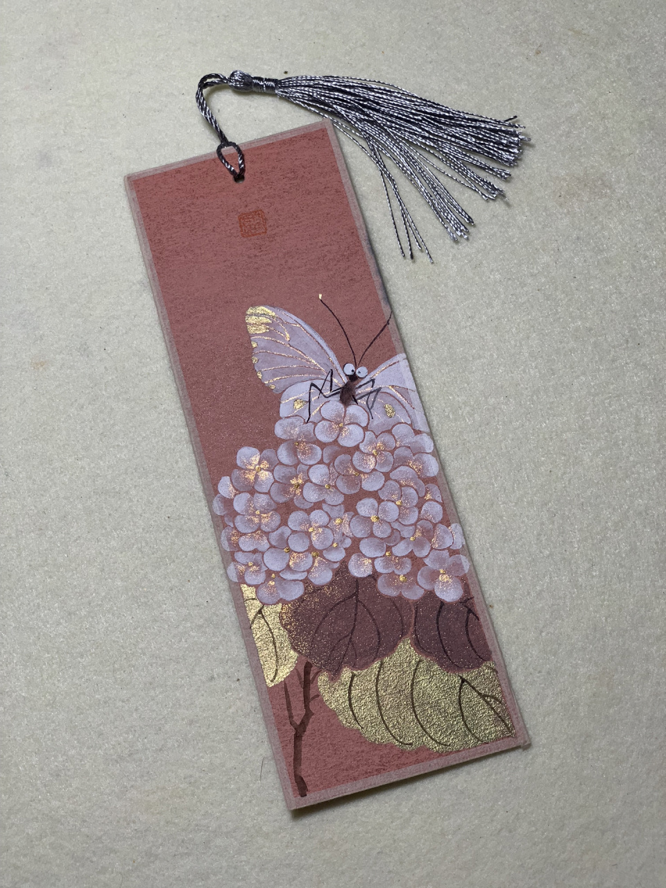 绣球花书签92 绣球花 兔子 蝴蝶 正反面