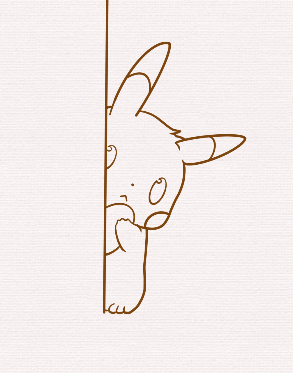 「简笔画」(100/28)皮卡丘99系列·内含过程 一只抱着吃的在墙后